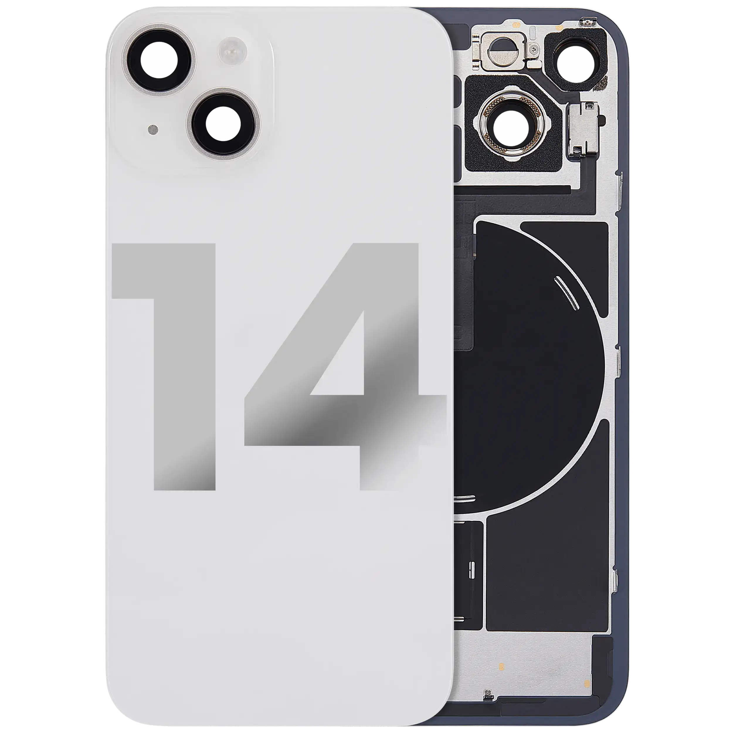 Back Glass w/ MagSafe Magnet & NFC & Flashlight Flex For iPhone 14 (Used OEM Pull: Grade B) (Starlight)
