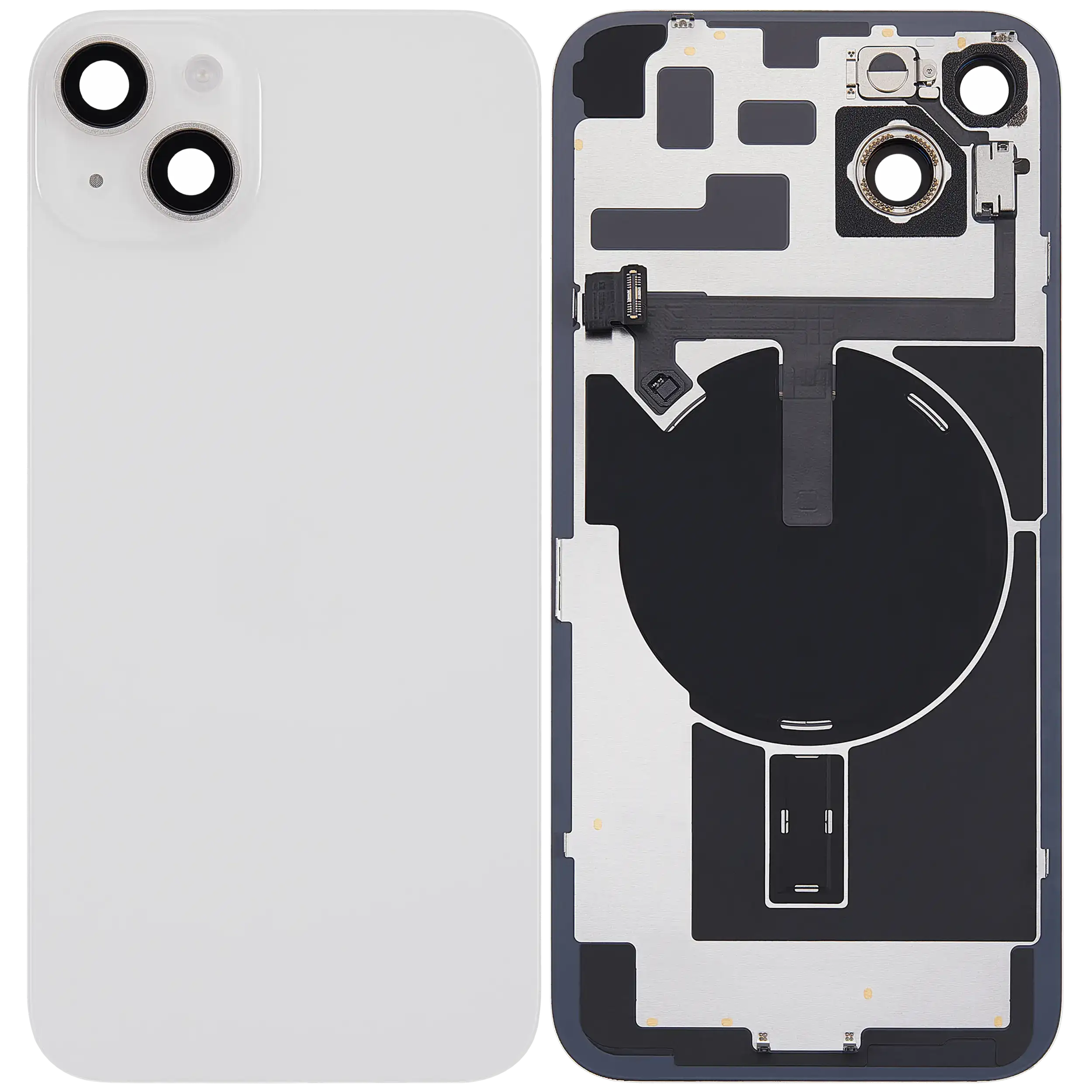 Back Glass w/ MagSafe Magnet & NFC & Flashlight Flex For iPhone 14 Plus (Used OEM Pull: Grade B) (Starlight)