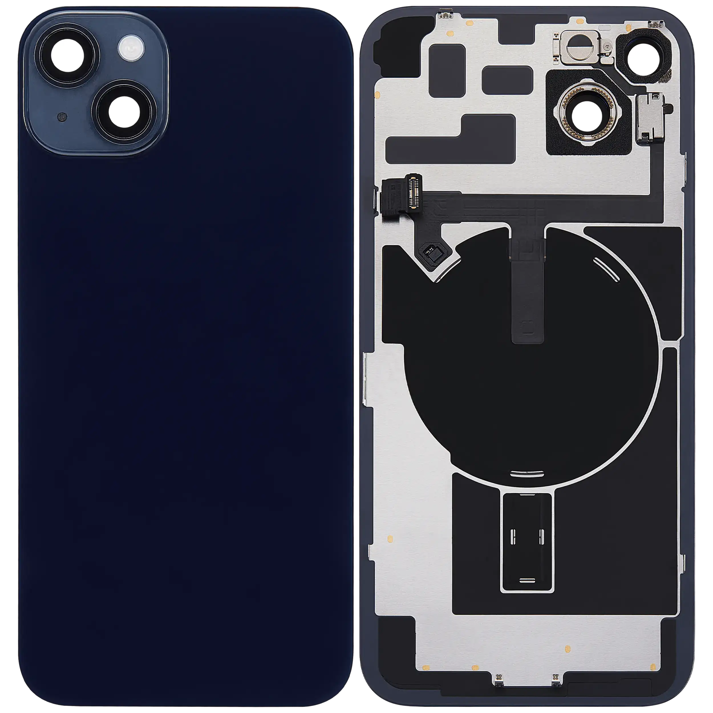 Back Glass w/ MagSafe Magnet & NFC & Flashlight Flex For iPhone 14 Plus (Used OEM Pull: Grade B) (Midnight)
