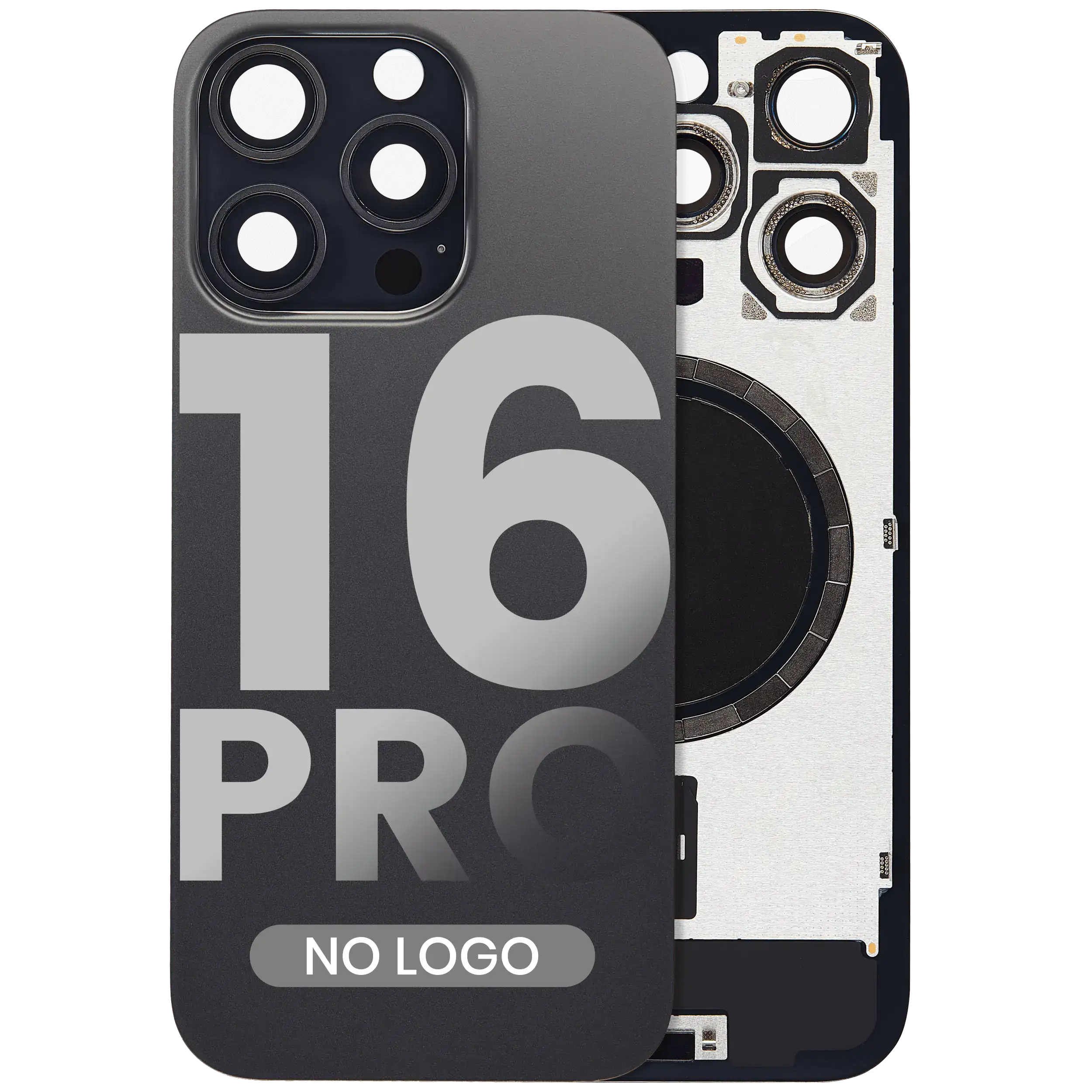 Back Glass w/ MagSafe Magnet For iPhone 16 Pro (No Logo) (Aftermarket) (Black Titanium)