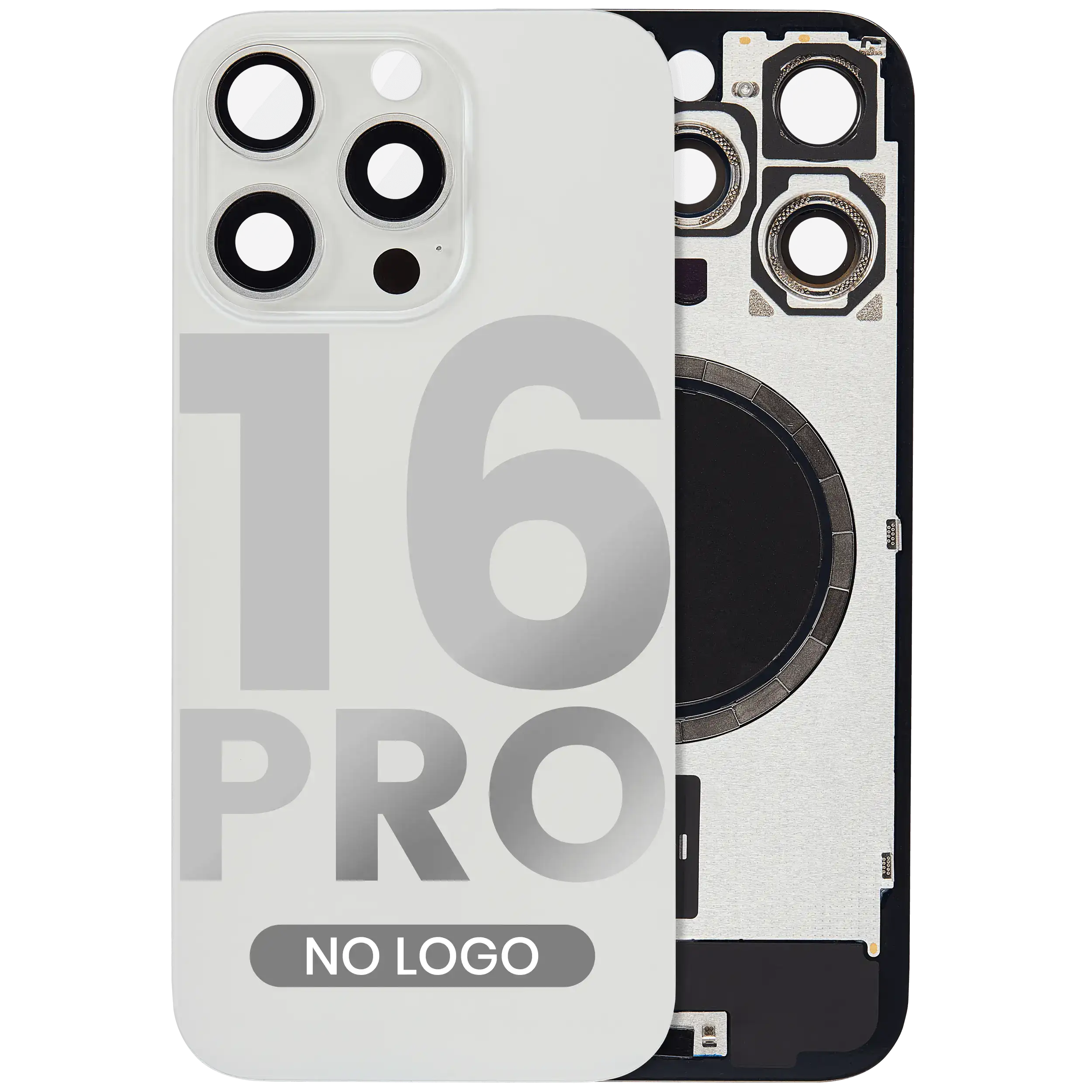 Back Glass w/ MagSafe Magnet For iPhone 16 Pro (No Logo) (Aftermarket) (White Titanium)