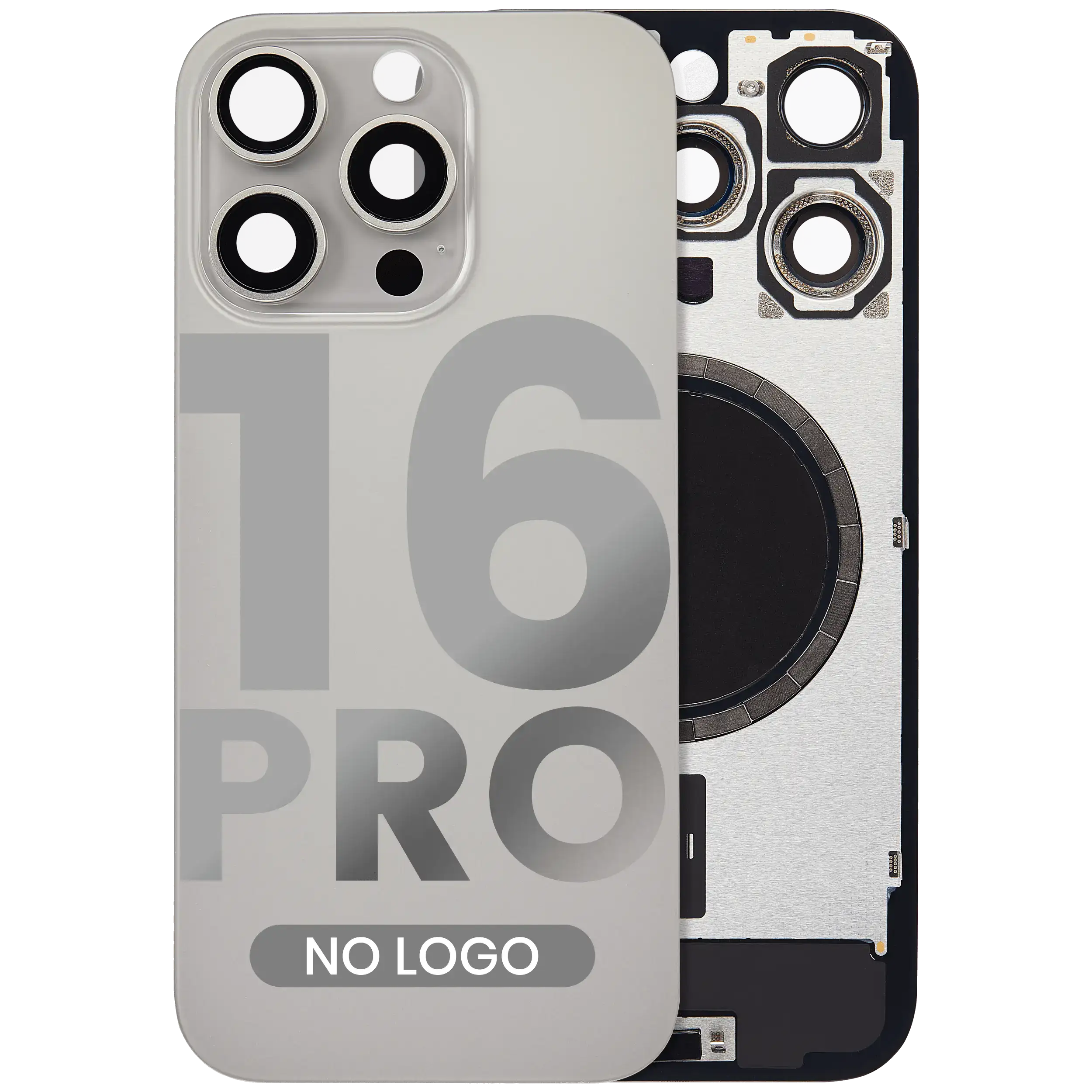 Back Glass w/ MagSafe Magnet For iPhone 16 Pro (No Logo) (Aftermarket) (Natural Titanium)