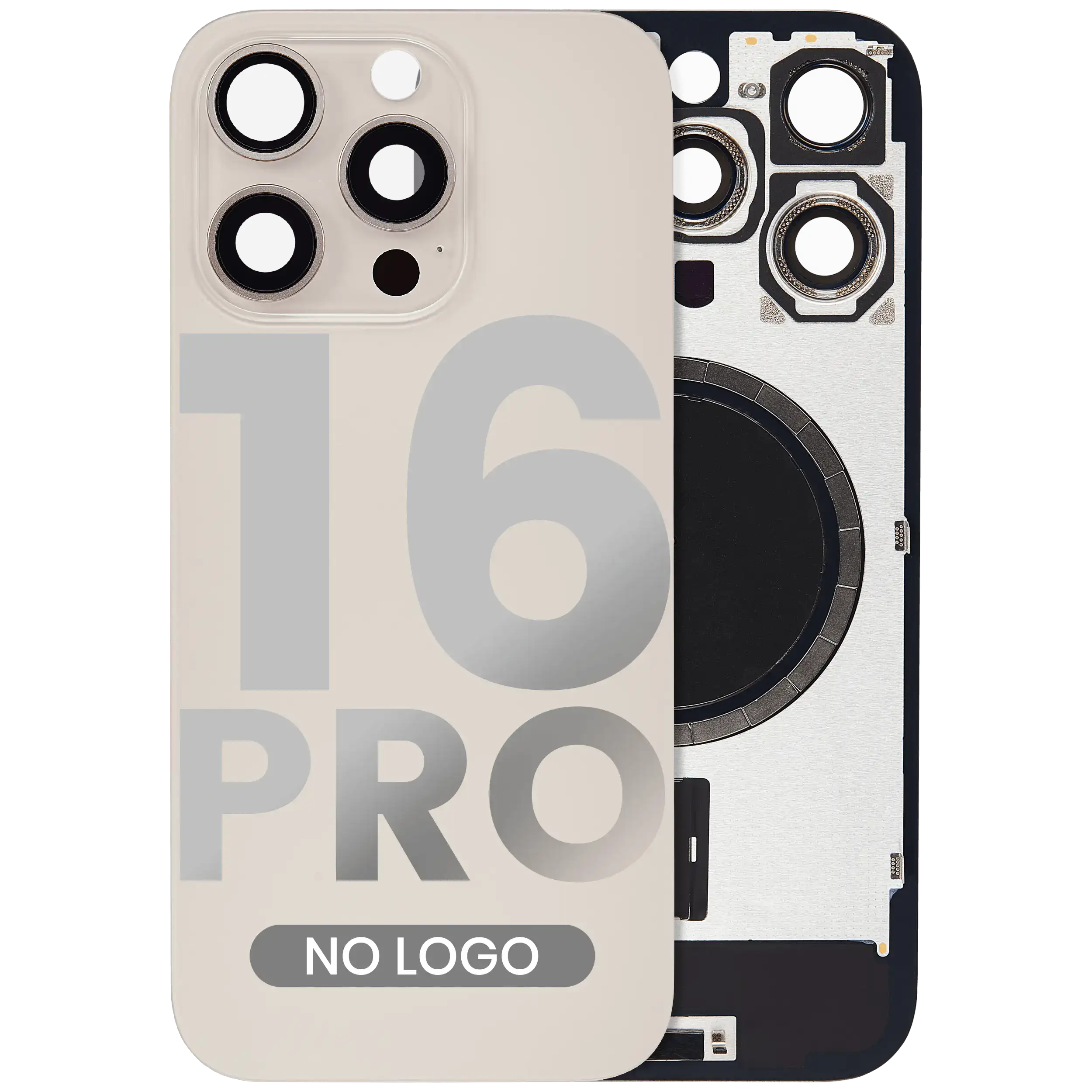 Back Glass w/ MagSafe Magnet For iPhone 16 Pro (No Logo) (Aftermarket) (Desert Titanium)