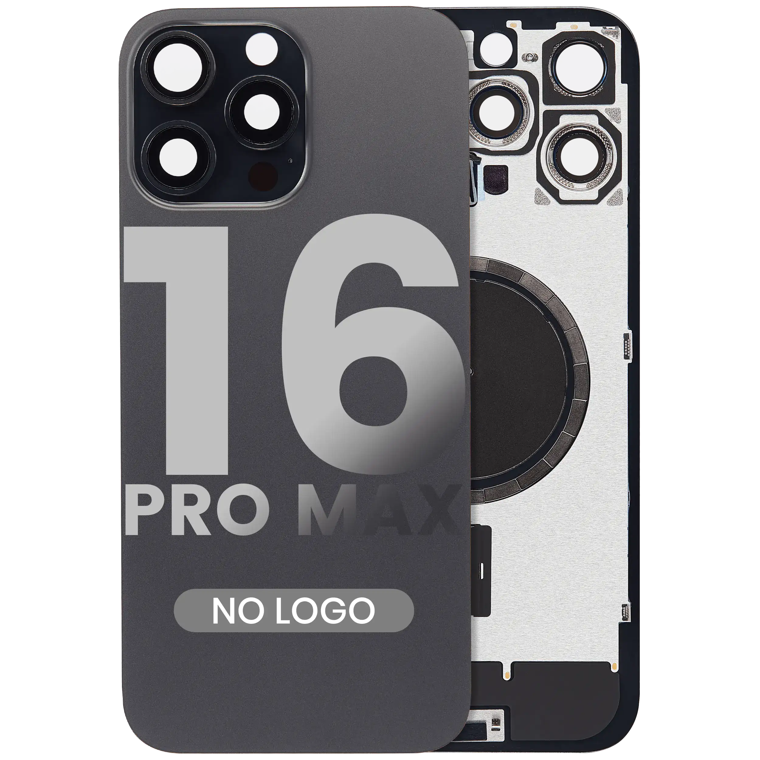Back Glass w/ MagSafe Magnet For iPhone 16 Pro Max (No Logo) (Aftermarket) (Black Titanium)