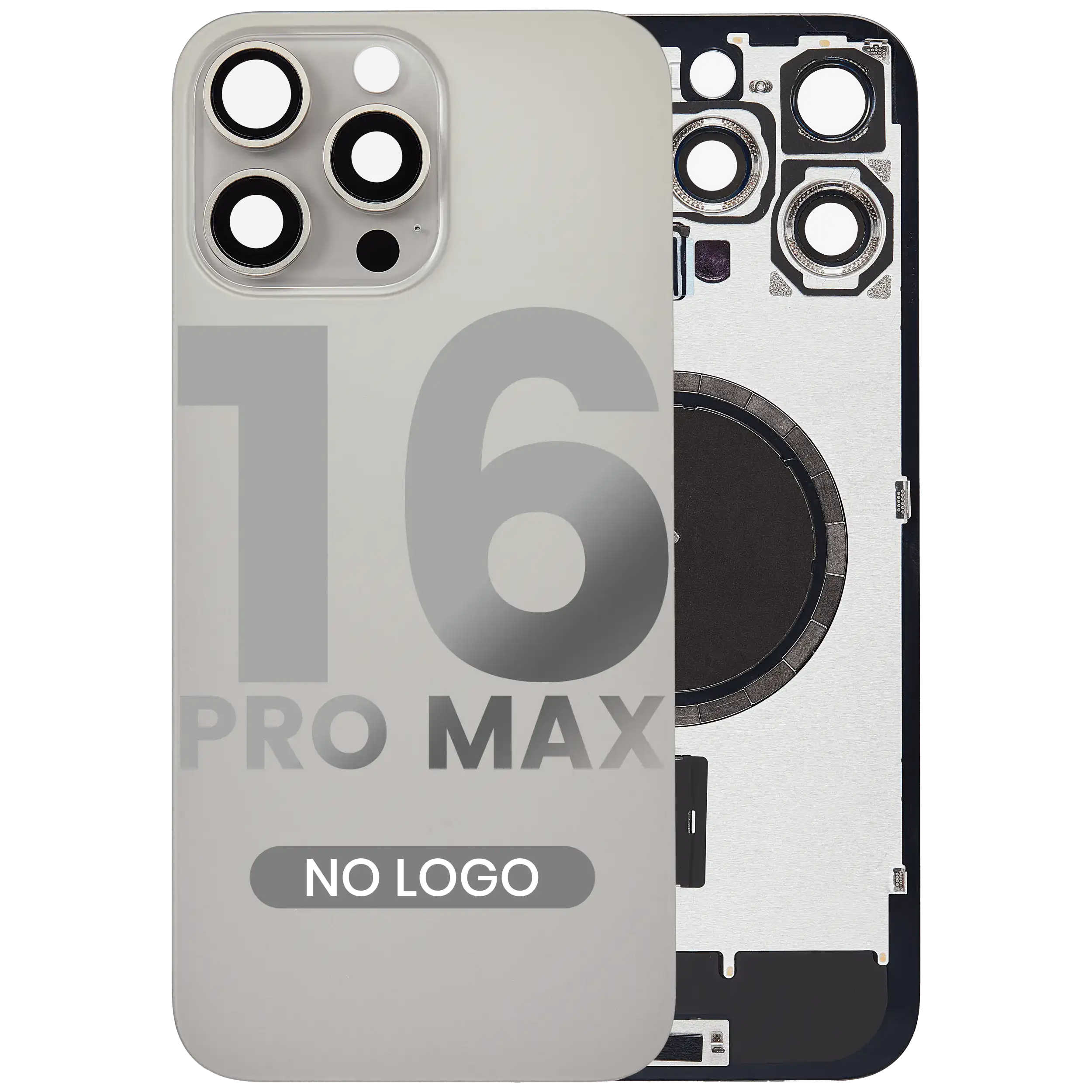 Back Glass w/ MagSafe Magnet For iPhone 16 Pro Max (No Logo) (Aftermarket) (Natural Titanium)
