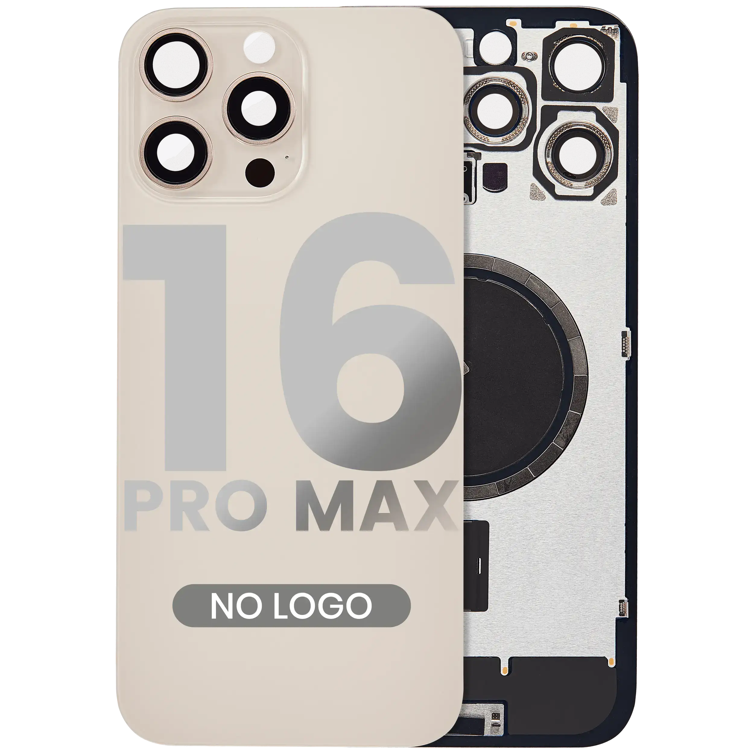 Back Glass w/ MagSafe Magnet For iPhone 16 Pro Max (No Logo) (Aftermarket) (Desert Titanium)