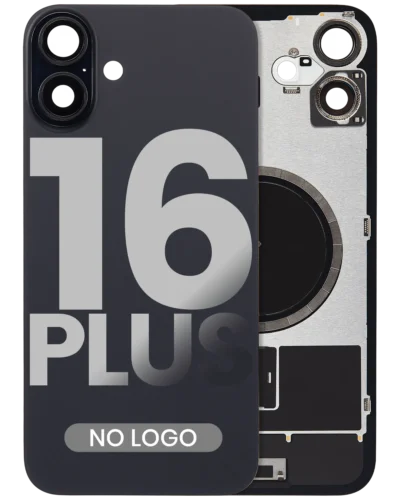 Back Glass w/ MagSafe Magnet For iPhone 16 Plus (No Logo) (Aftermarket) (Black)