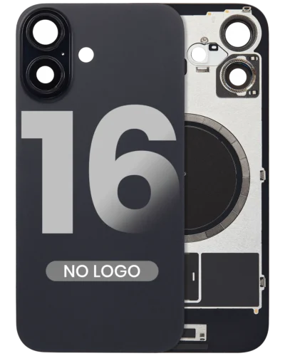 Back Glass w/ MagSafe Magnet For iPhone 16 (No Logo) (Aftermarket) (Black)