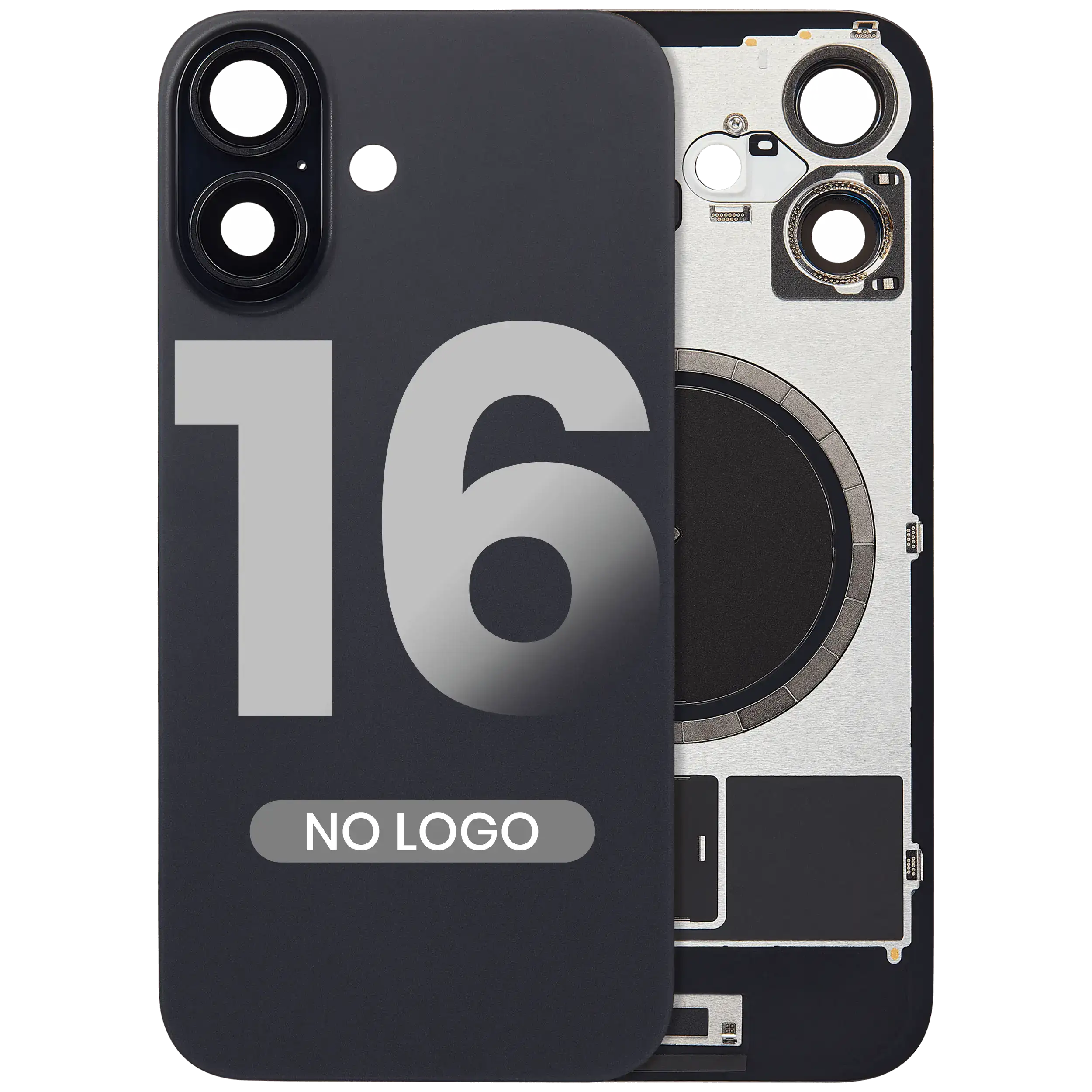Back Glass w/ MagSafe Magnet For iPhone 16 (No Logo) (Aftermarket) (Black)