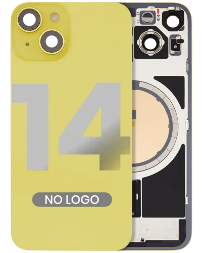 Back Glass w/ MagSafe Magnet For iPhone 14 (Aftermarket) (Yellow) (No Logo)