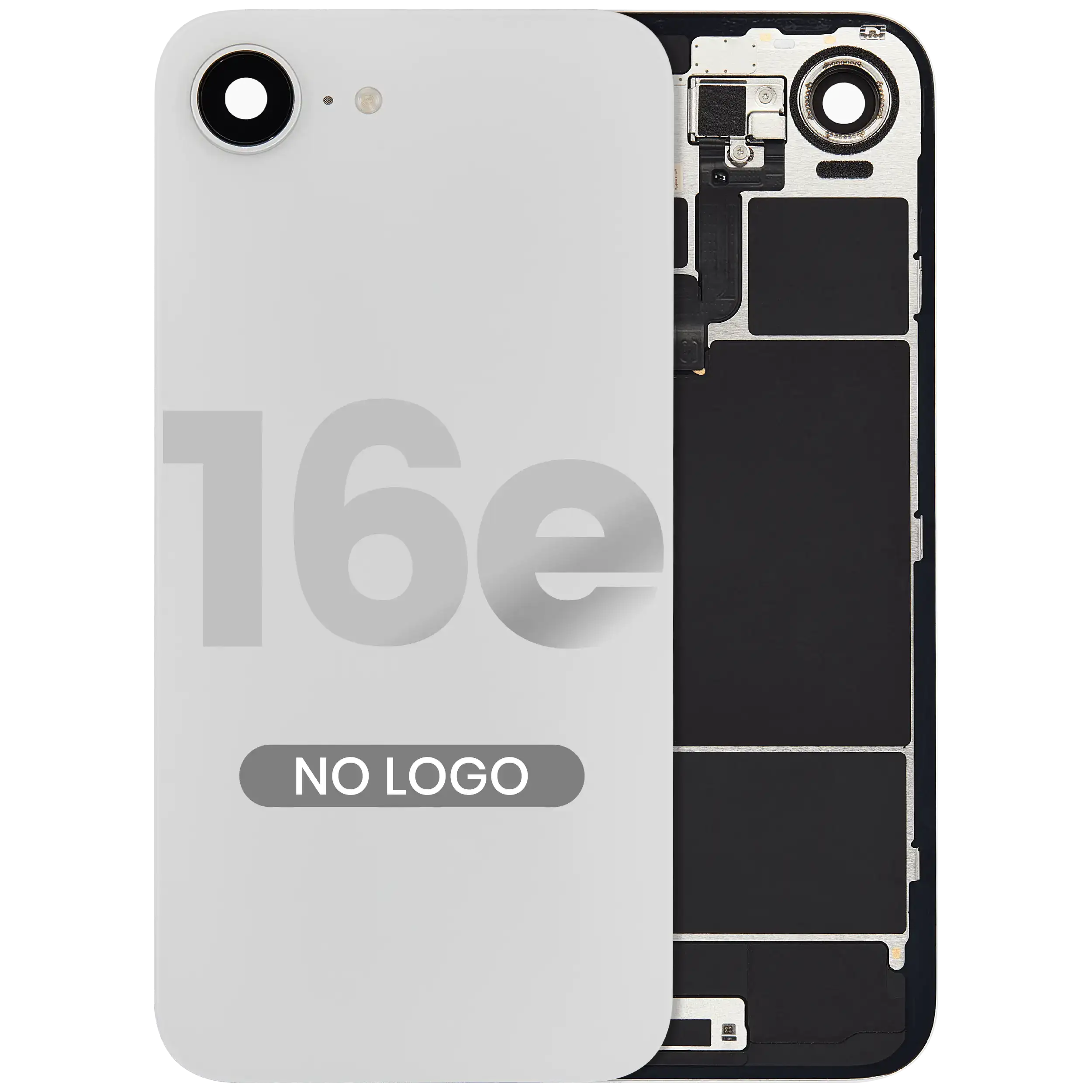 Back Glass w/ MagSafe Magnet & NFC & Flashlight Flex For iPhone 16e (Aftermarket) (White)