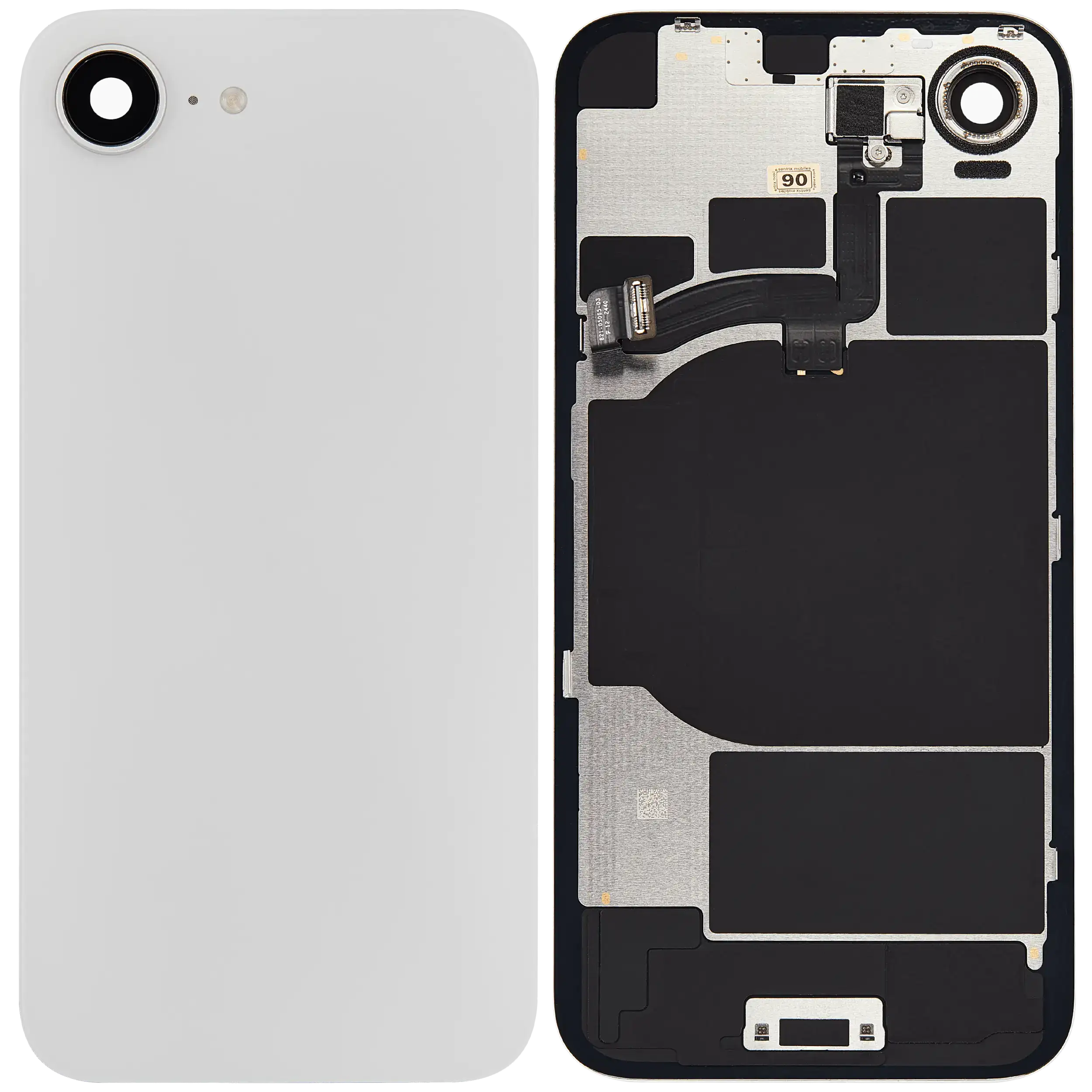 Back Glass w/ MagSafe Magnet & NFC & Flashlight Flex For iPhone 16e (Aftermarket) (White)