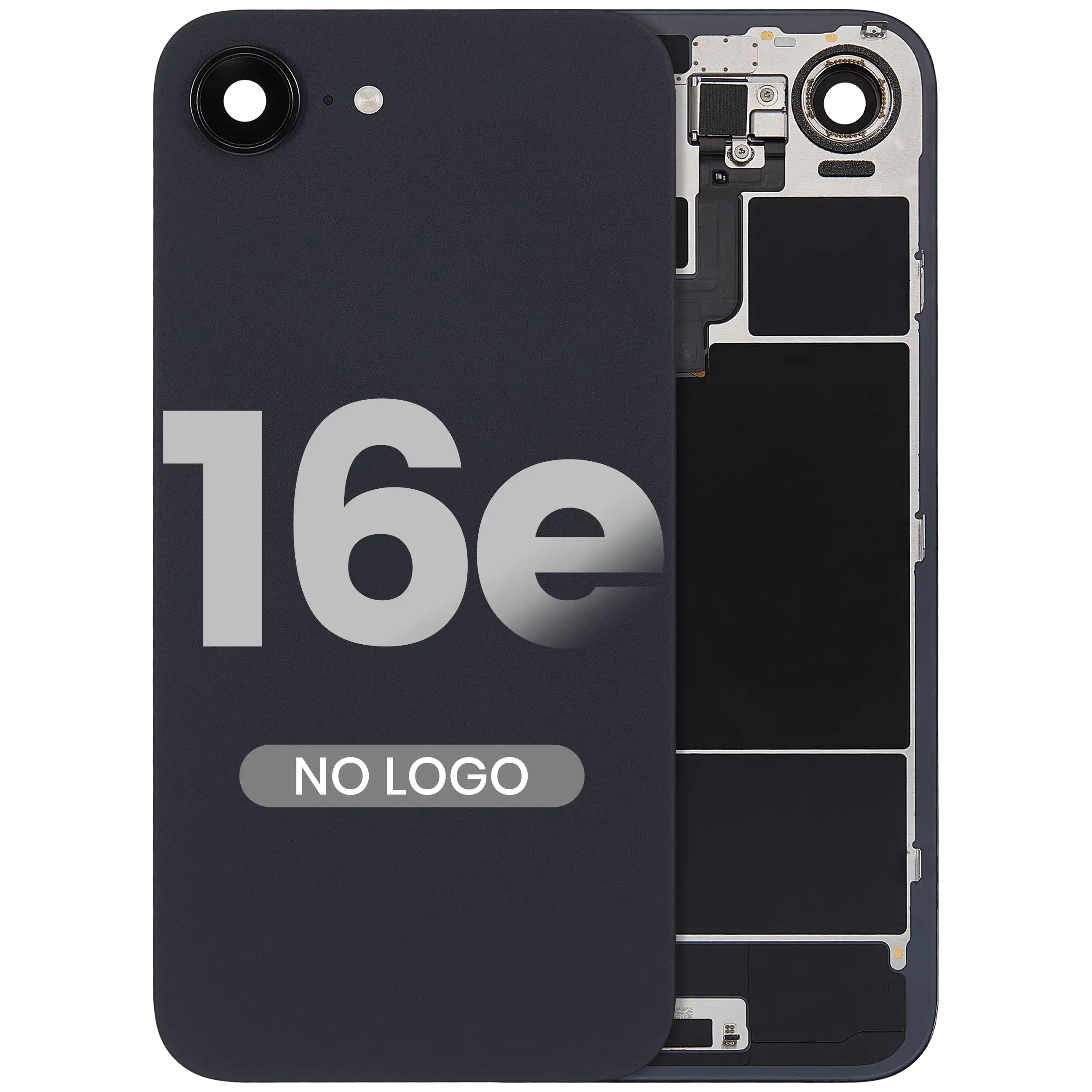 Back Glass w/ MagSafe Magnet & NFC & Flashlight Flex For iPhone 16e (Aftermarket) (Black)