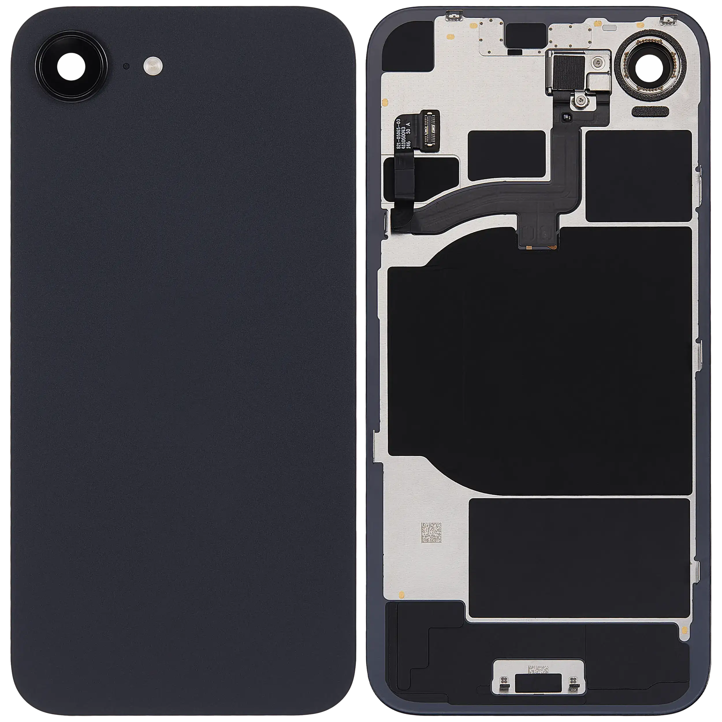 Back Glass w/ MagSafe Magnet & NFC & Flashlight Flex For iPhone 16e (Used OEM Pull: Grade B) (Black)