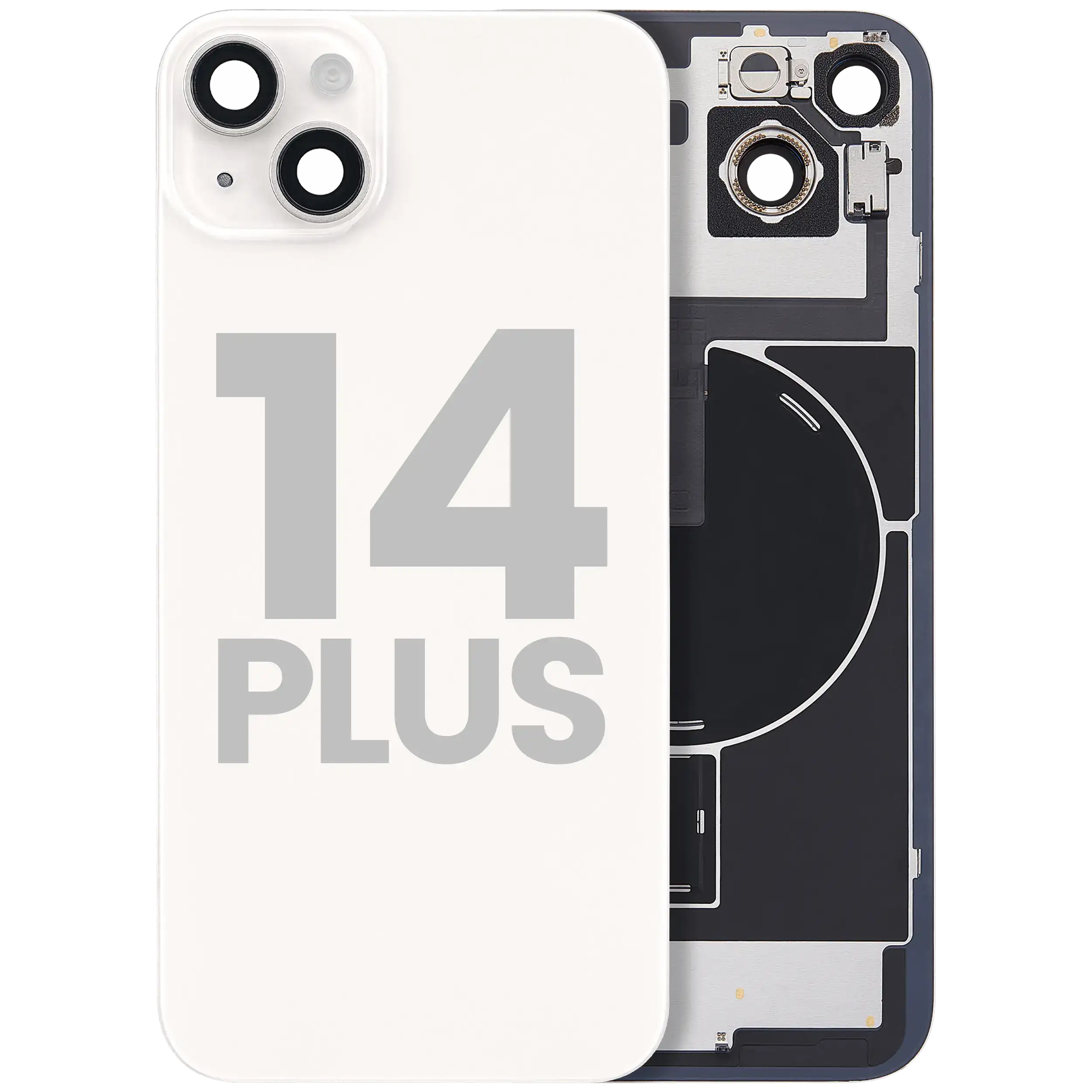 Back Glass w/ MagSafe Magnet & NFC & Flashlight Flex For iPhone 14 Plus (Used OEM Pull: Grade A) (Starlight)