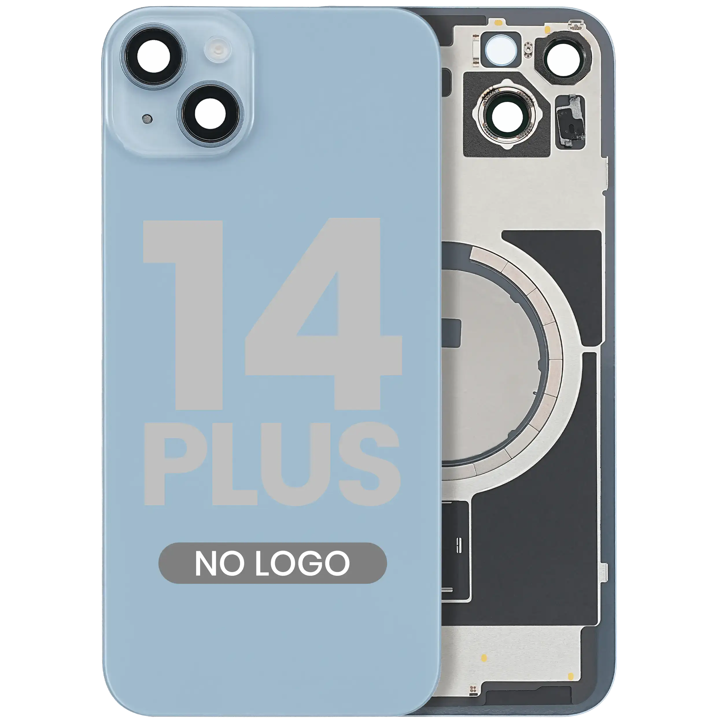 Back Glass w/ MagSafe Magnet For iPhone 14 Plus (Aftermarket) (Blue) (No Logo)