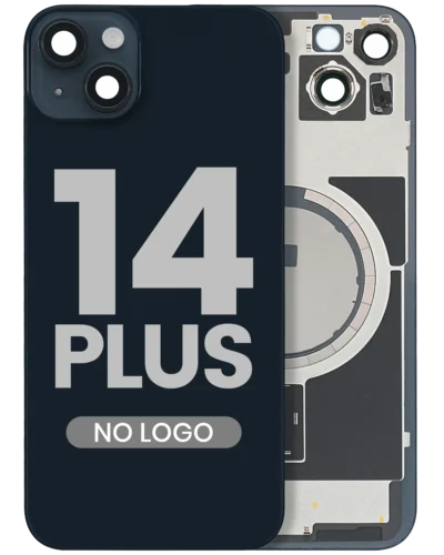Back Glass w/ MagSafe Magnet For iPhone 14 Plus (Aftermarket) (Midnight) (No Logo)
