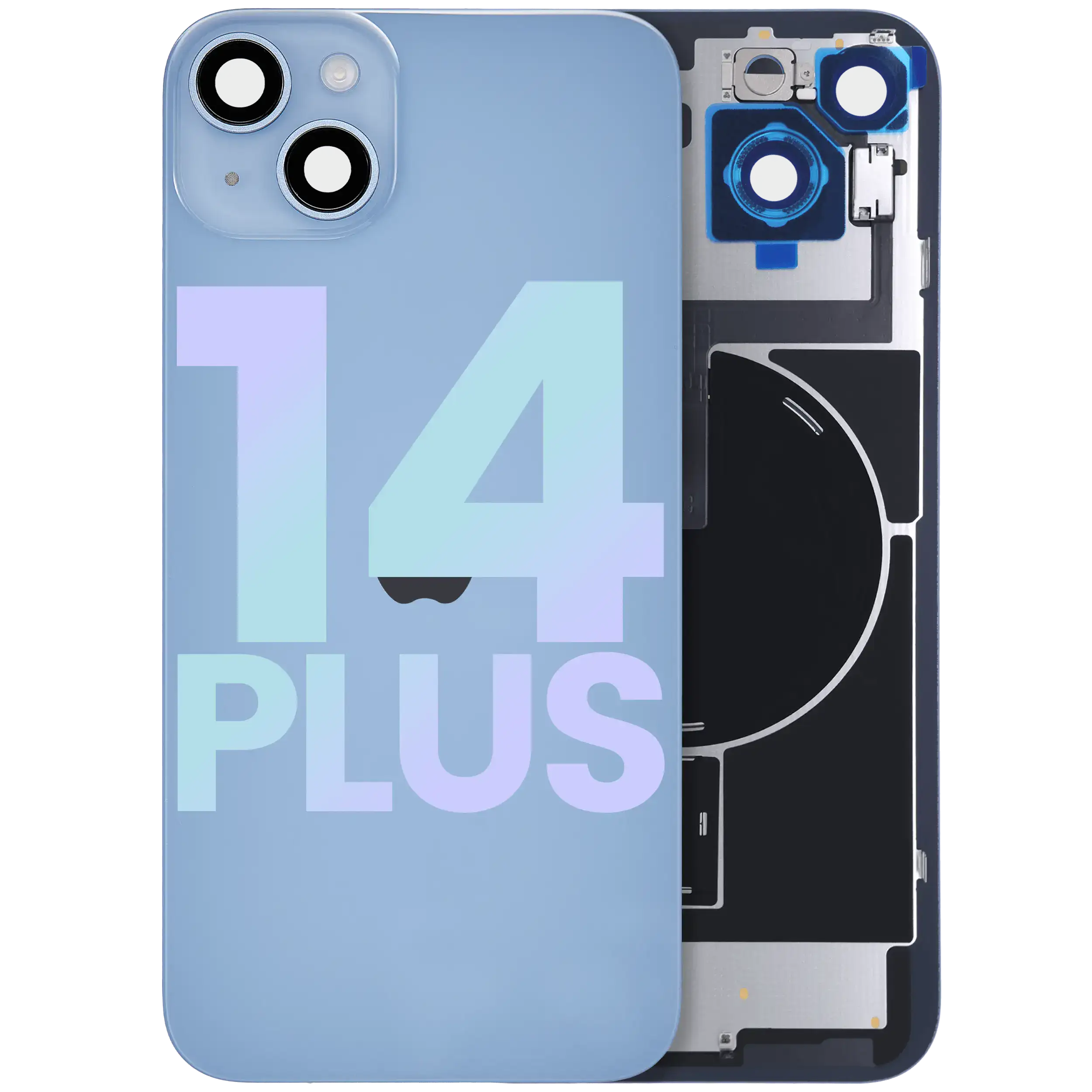 Back Glass w/ MagSafe Magnet & NFC & Flashlight Flex For iPhone 14 Plus (Genuine OEM) (Blue)