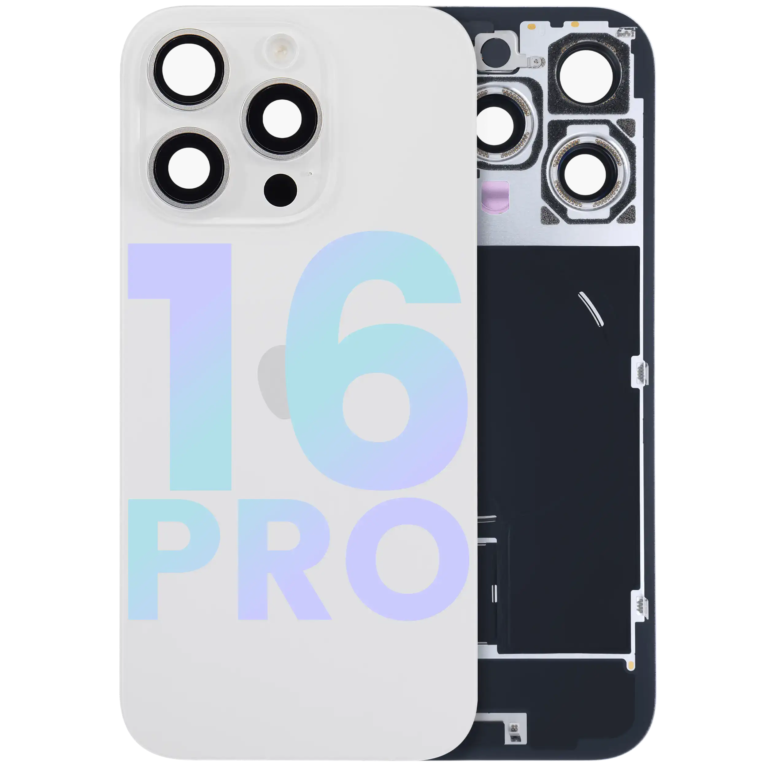 Back Glass w/ MagSafe Magnet & NFC & Flashlight Flex For IPhone 16 Pro (Genuine OEM) (White Titanium)