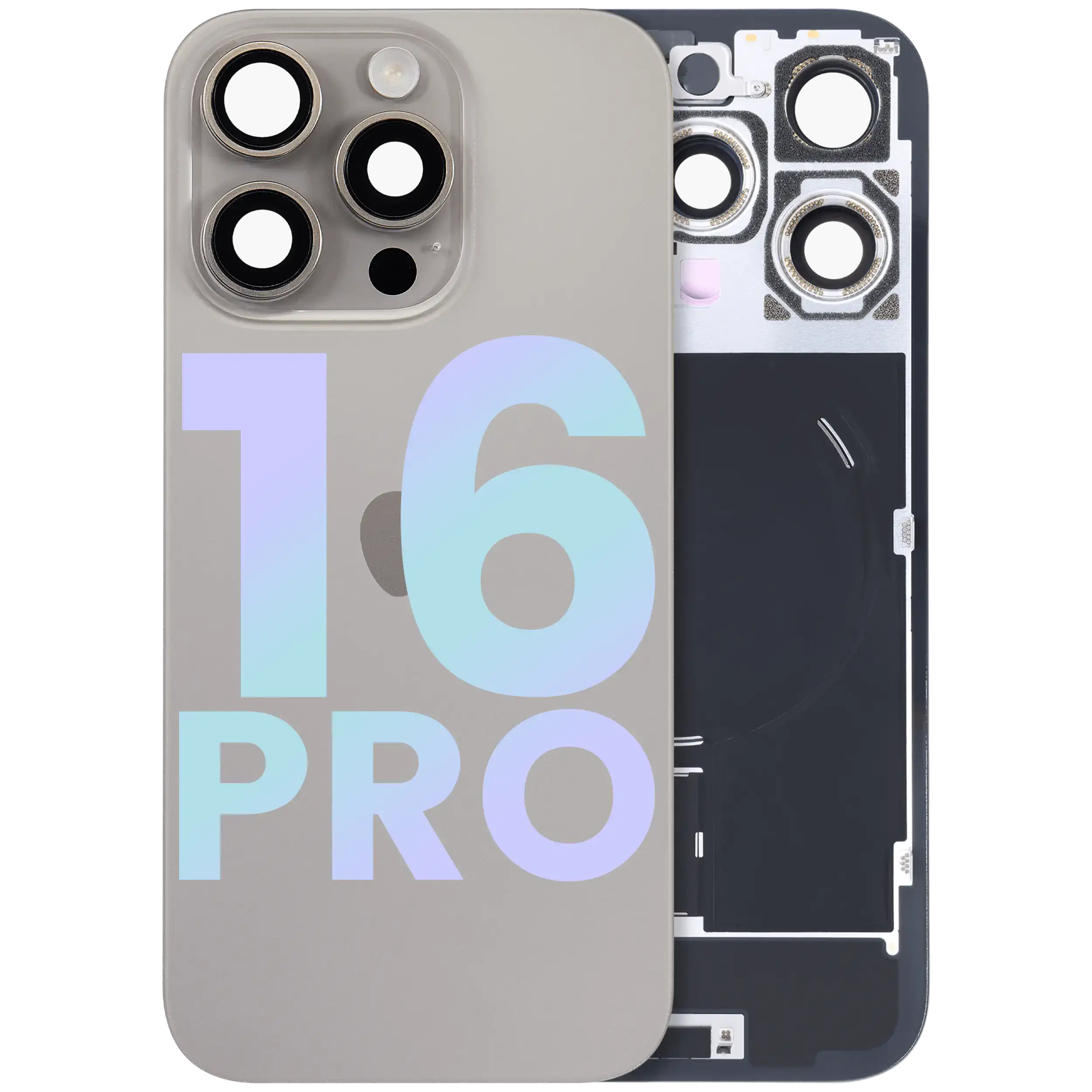 Back Glass w/ MagSafe Magnet & NFC & Flashlight Flex For IPhone 16 Pro (Genuine OEM) (Natural Titanium)