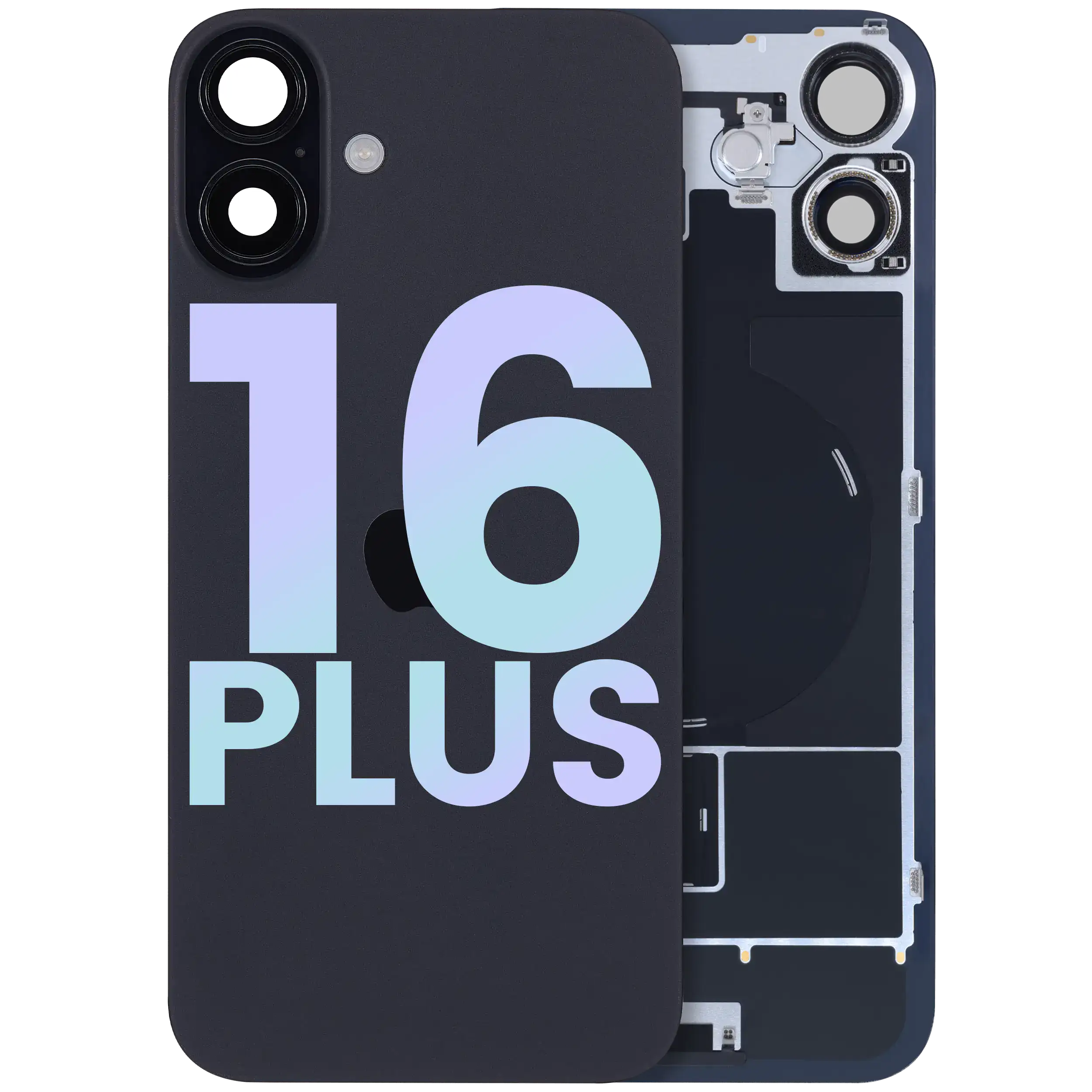 Back Glass w/ MagSafe Magnet & NFC & Flashlight Flex For IPhone 16 Plus (Genuine OEM) (Black)