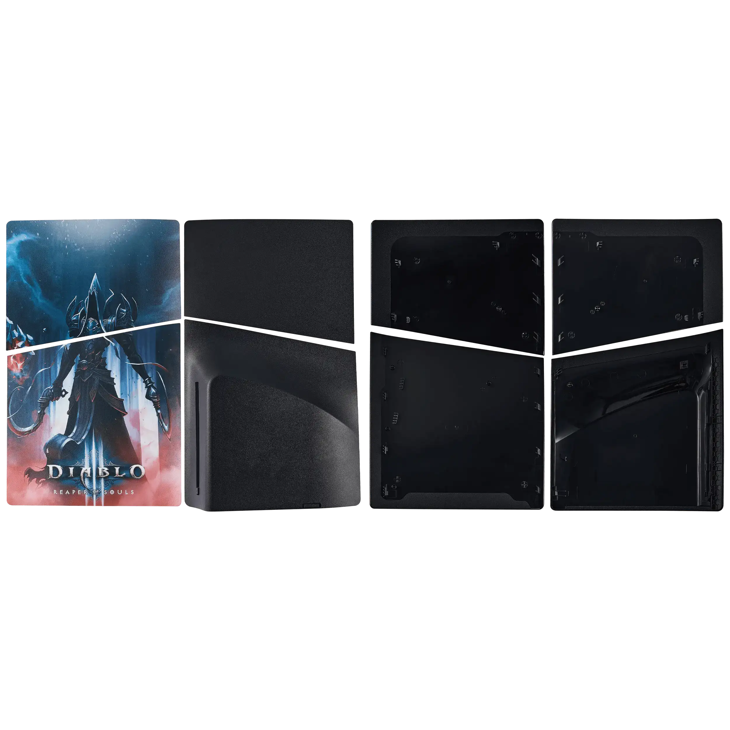 Underside of PS5 Slim Disc Edition faceplate cover showing mounting clips and screw posts