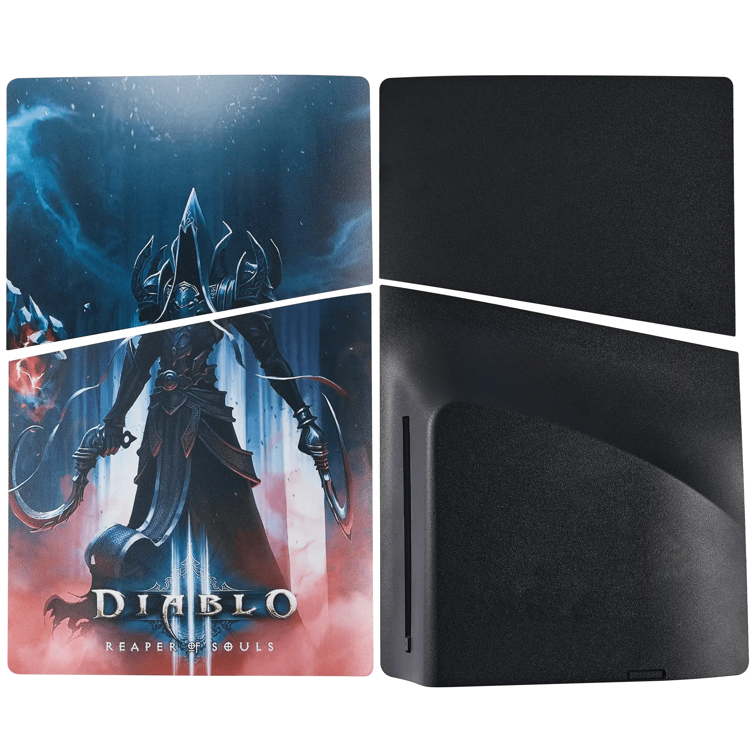 Front view of Diablo print PS5 Slim Disc Edition faceplate cover set
