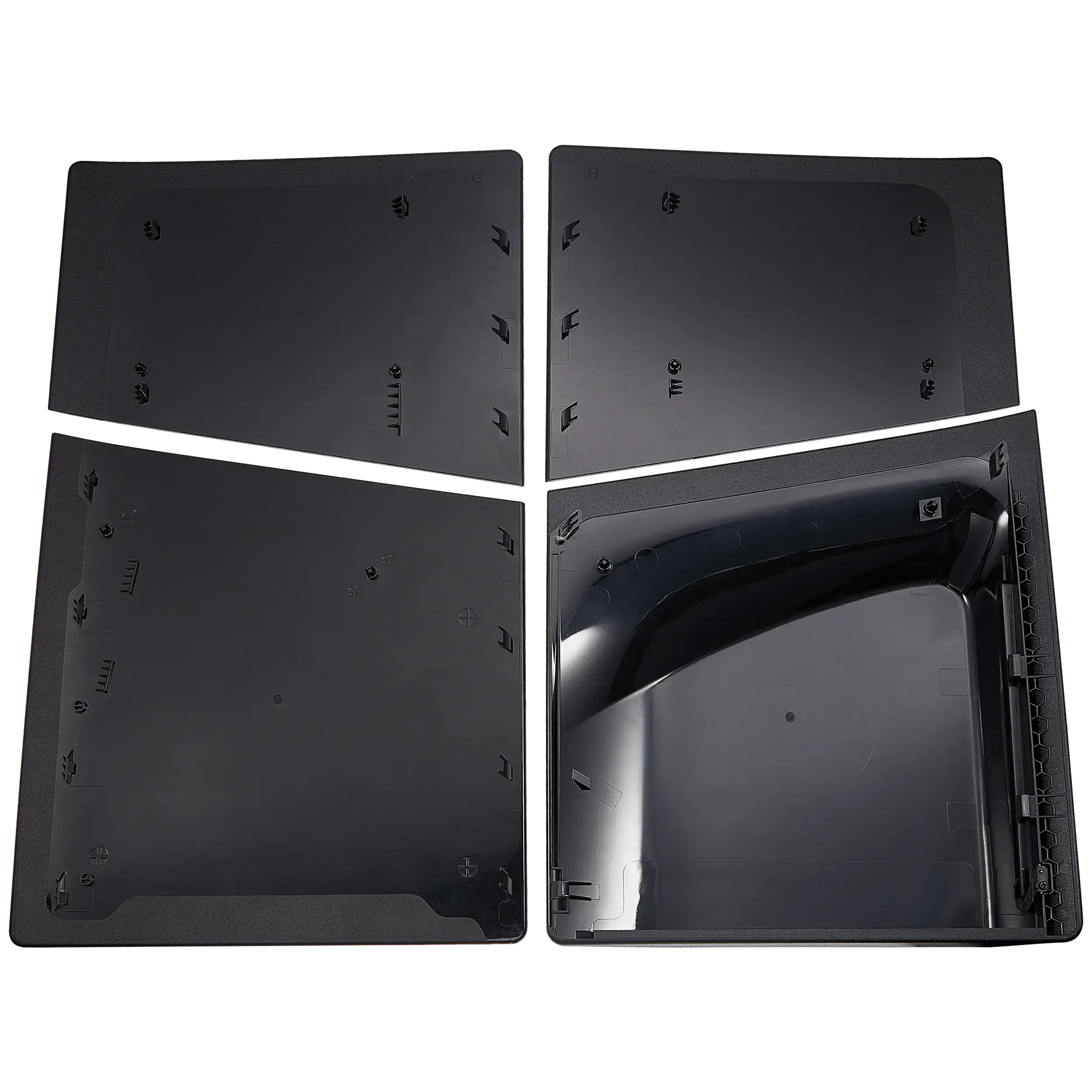 Underside of PS5 Pro Disc Edition faceplate cover showing mounting clips and screw posts