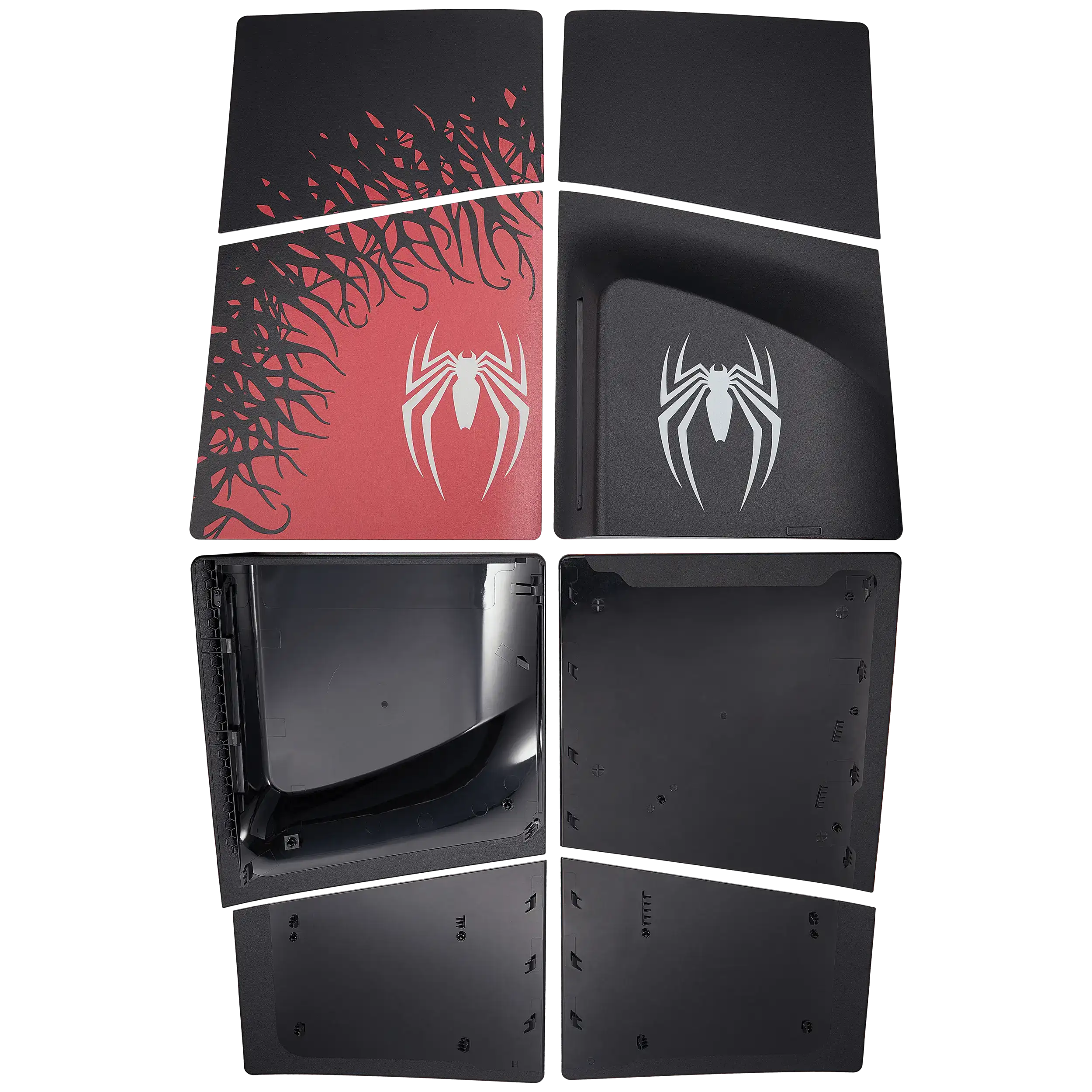 Front view of spider print PS5 Pro Disc Edition faceplate cover set