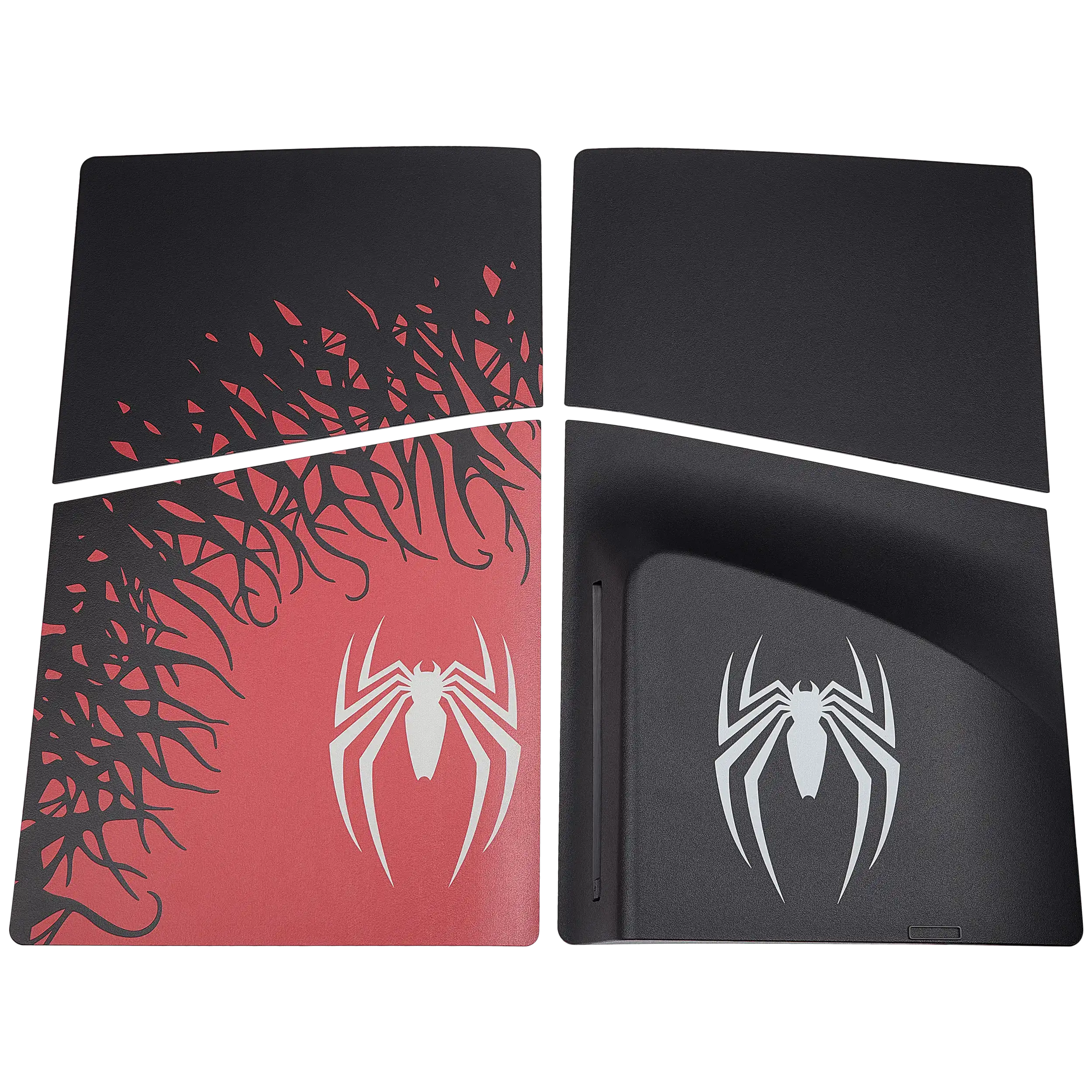 Black and red spider print faceplate cover for PS5 Pro Disc Edition