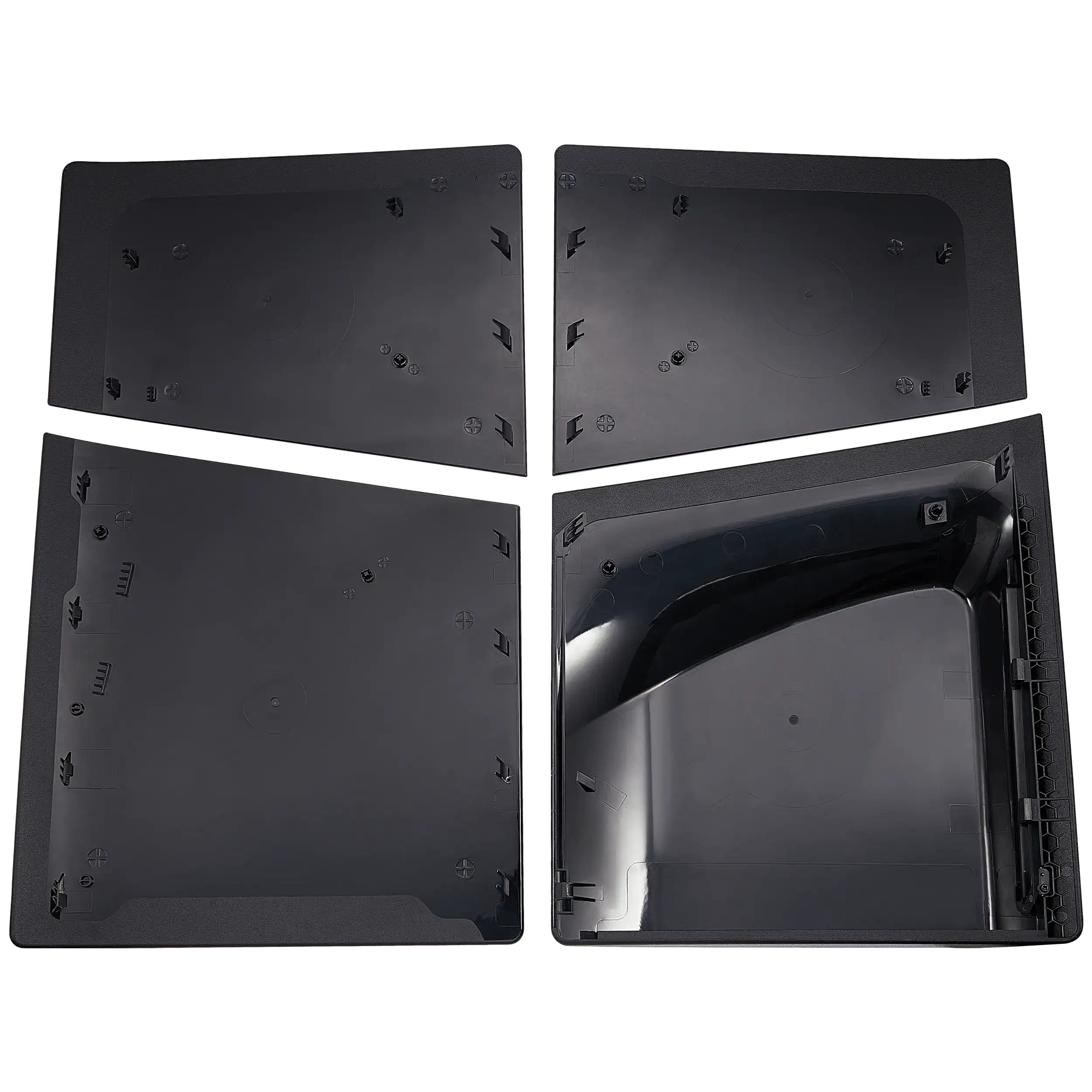 Underside of PS5 Slim Disc Edition faceplate cover showing mounting clips and screw posts