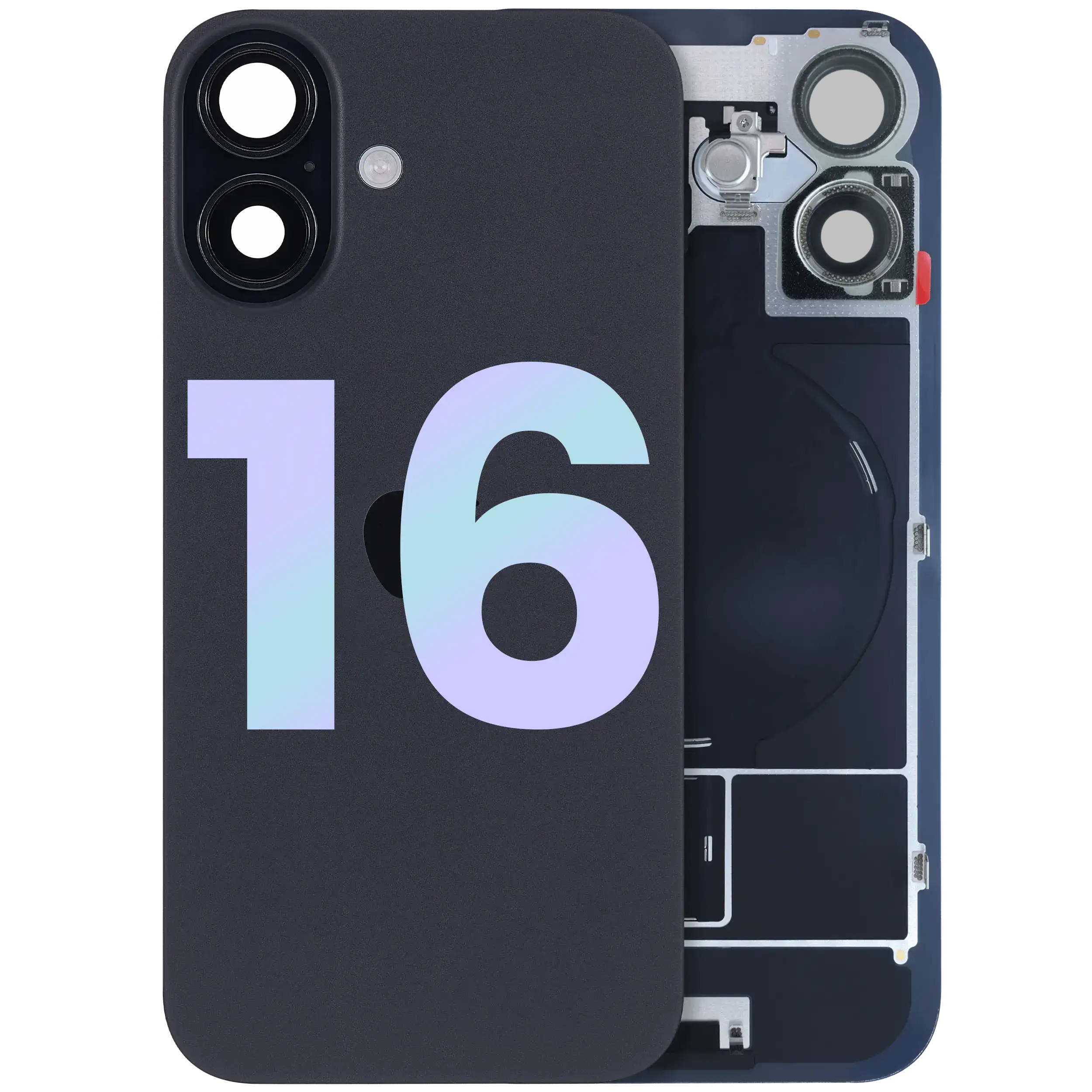 Back Glass w/ MagSafe Magnet & NFC & Flashlight Flex For iPhone 16 (Genuine OEM) (Black)