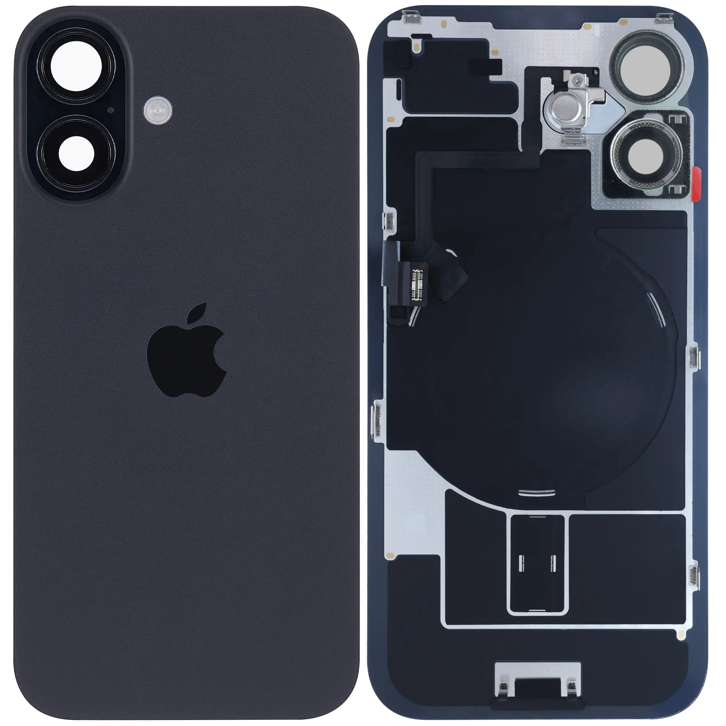 Back Glass w/ MagSafe Magnet & NFC & Flashlight Flex For iPhone 16 (Genuine OEM) (Black)