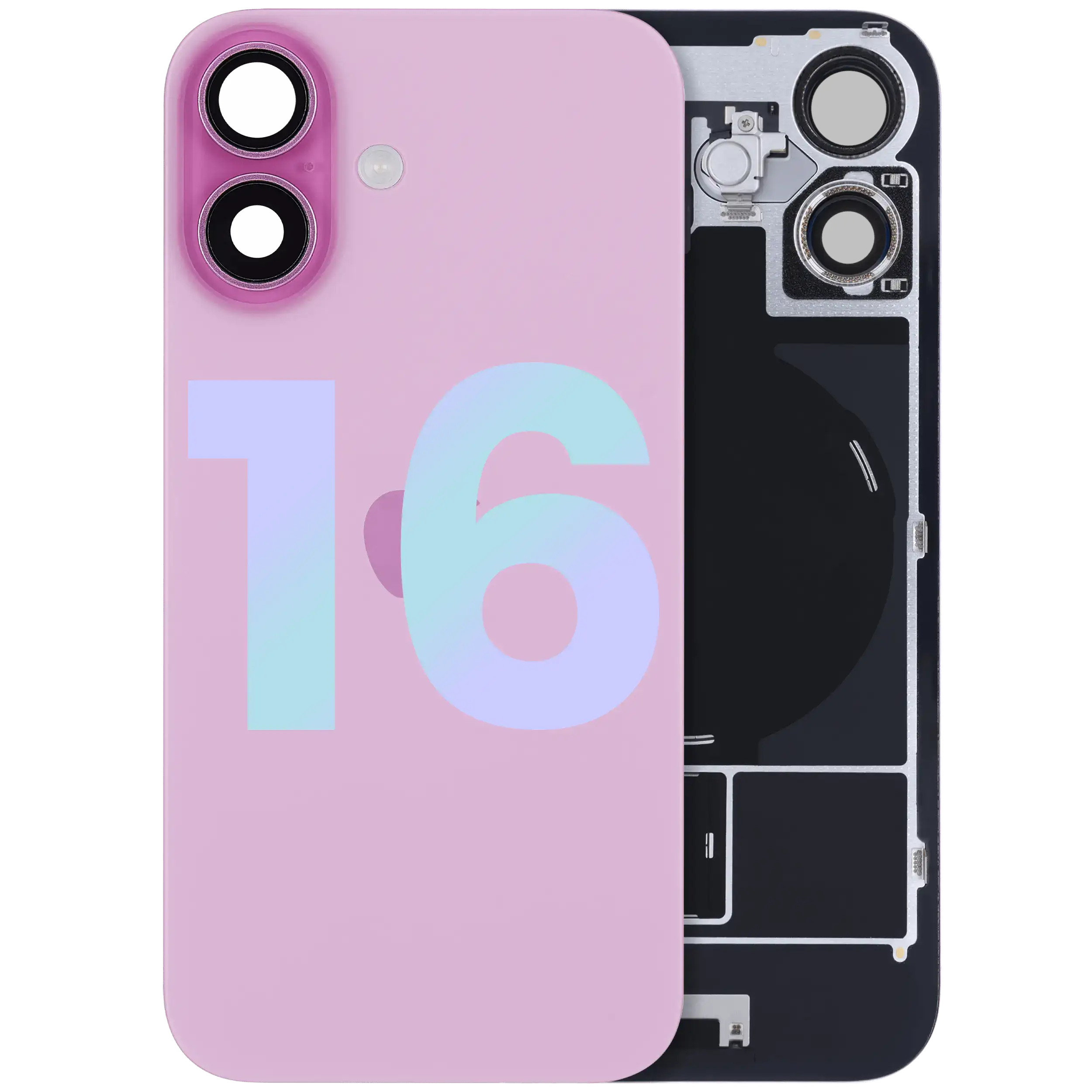 Back Glass w/ MagSafe Magnet & NFC & Flashlight Flex For iPhone 16 (Genuine OEM) (Pink)