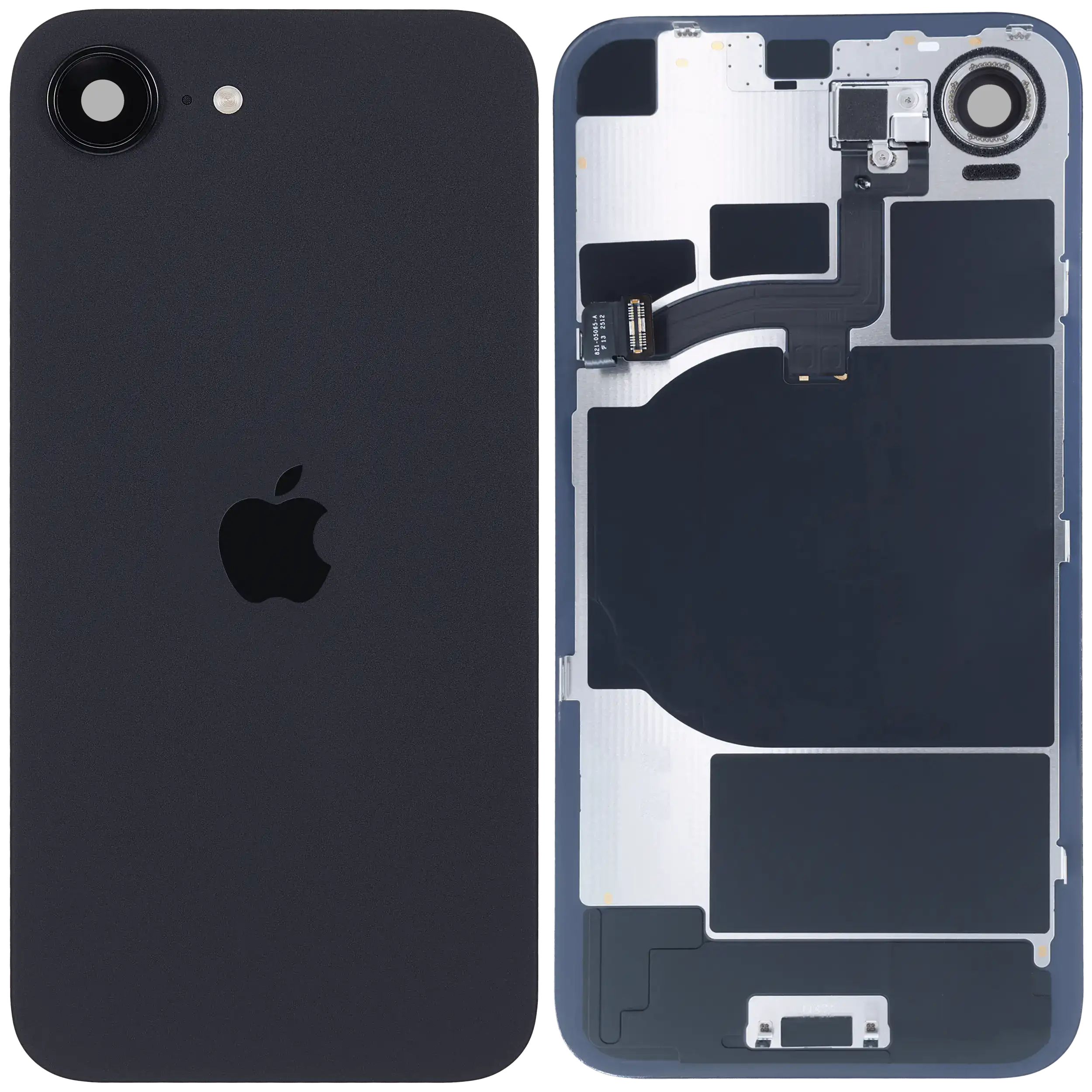 Back Glass w/ MagSafe Magnet & NFC & Flashlight Flex For iPhone 16e (Service Pack) (Black)