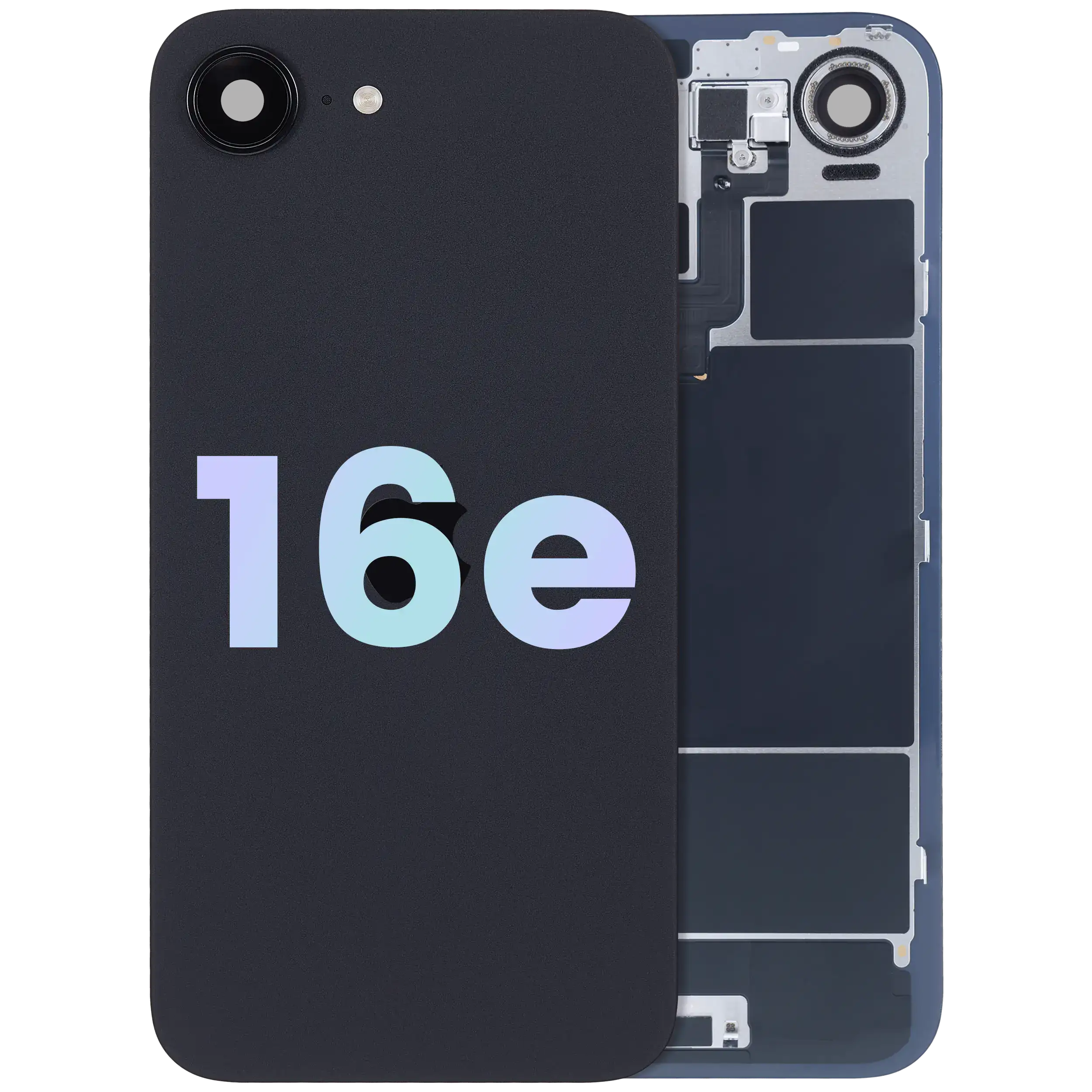 Back Glass w/ MagSafe Magnet & NFC & Flashlight Flex For iPhone 16e (Service Pack) (Black)