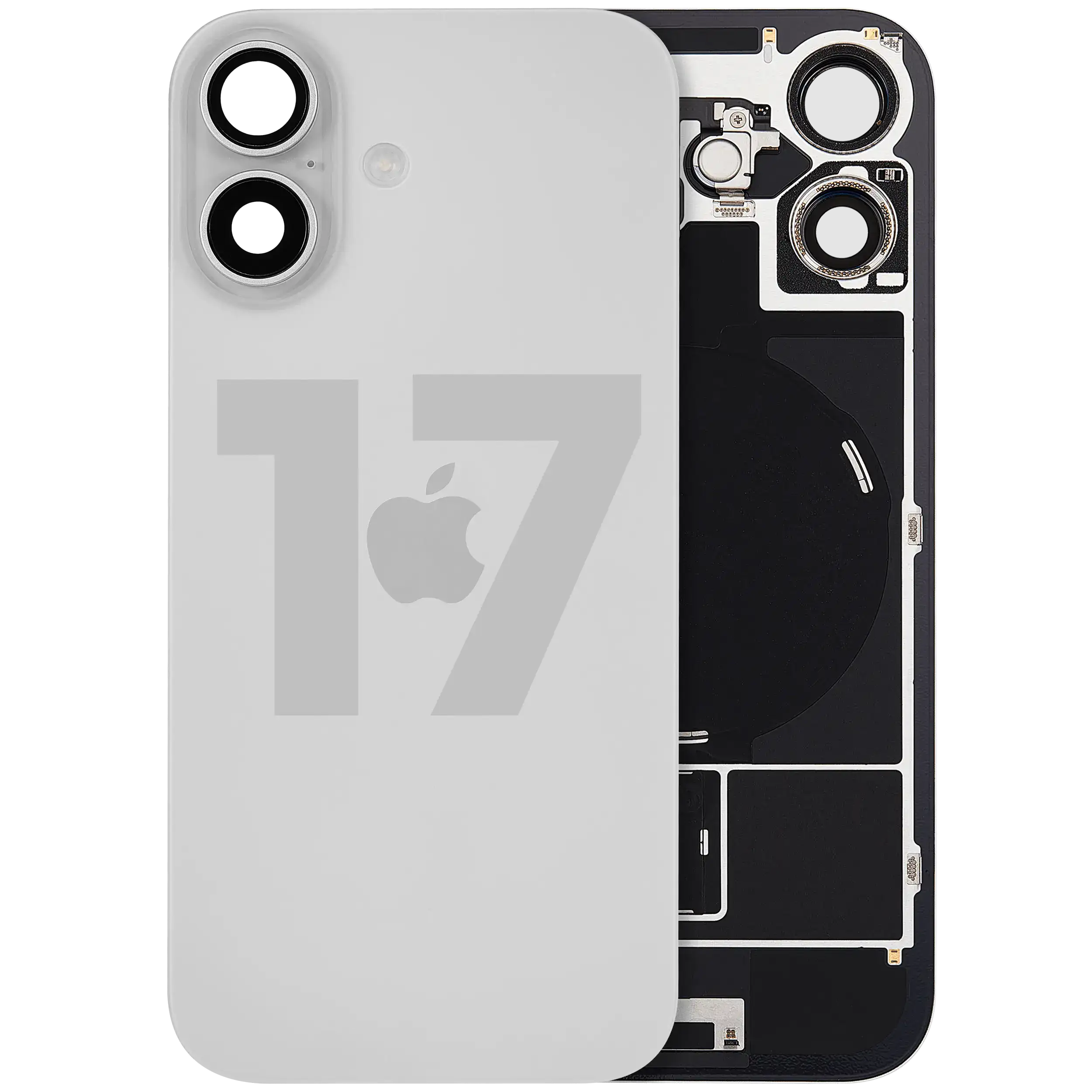 Back Glass w/ MagSafe Magnet & NFC & Flashlight Flex For iPhone 17 (Used OEM Pull: Grade C) (White)