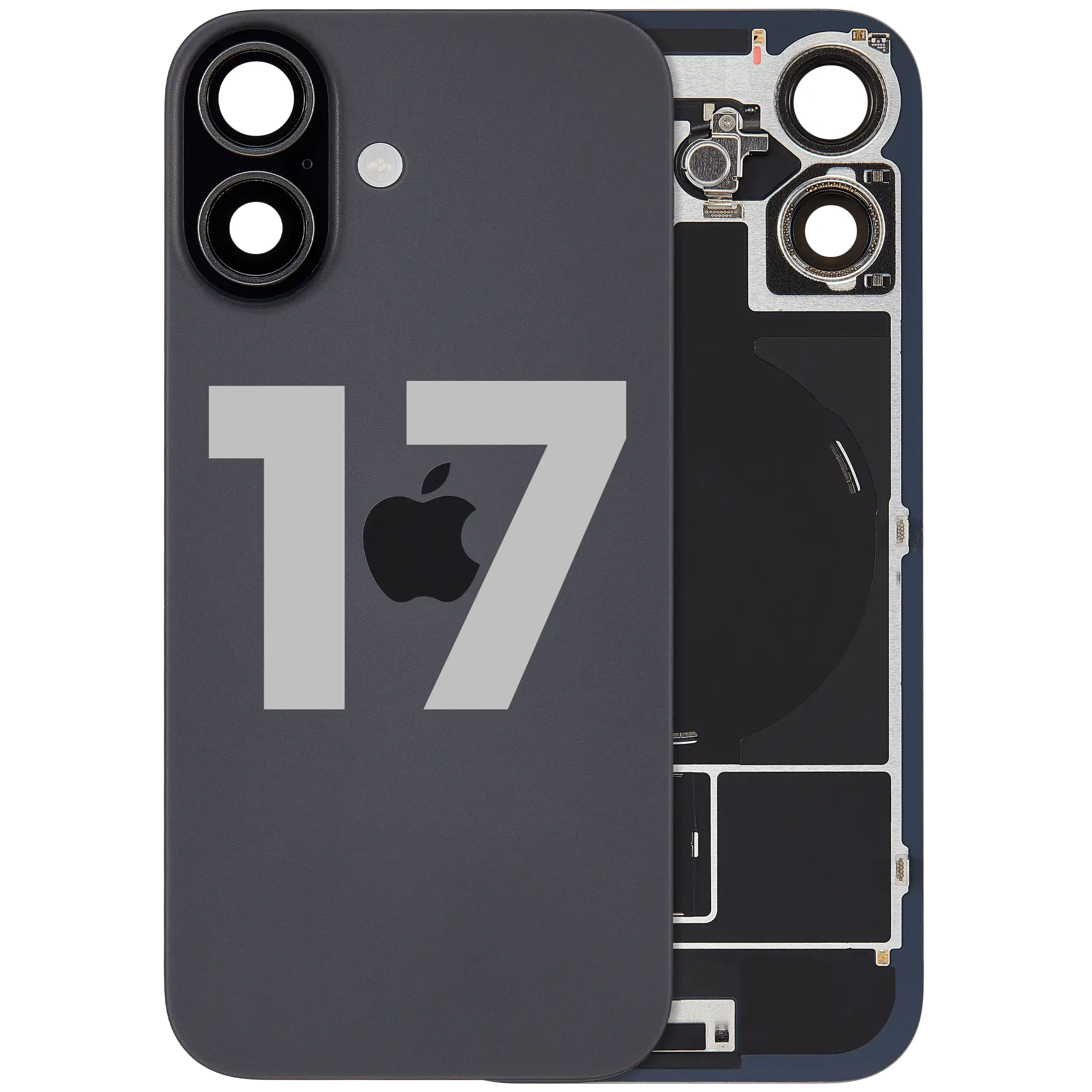 Back Glass w/ MagSafe Magnet & NFC & Flashlight Flex For iPhone 17 (Used OEM Pull: Grade C) (Black)