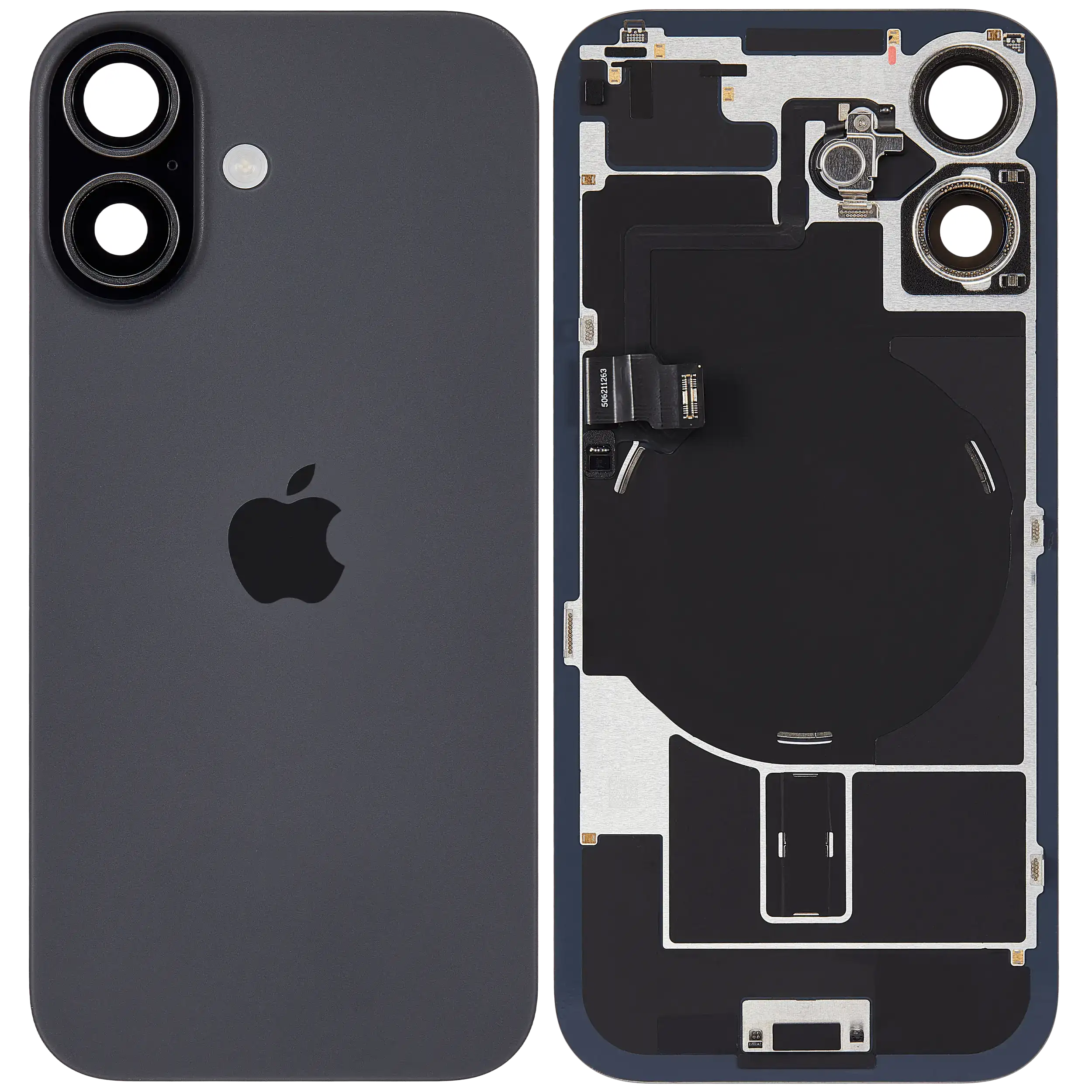 Back Glass w/ MagSafe Magnet & NFC & Flashlight Flex For iPhone 17 (Used OEM Pull: Grade C) (Black)
