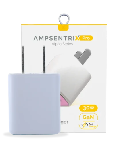 AmpSentrix Pro 30W 2-in-1 USB-C / USB-A GaN Wall Adapter (Pink)