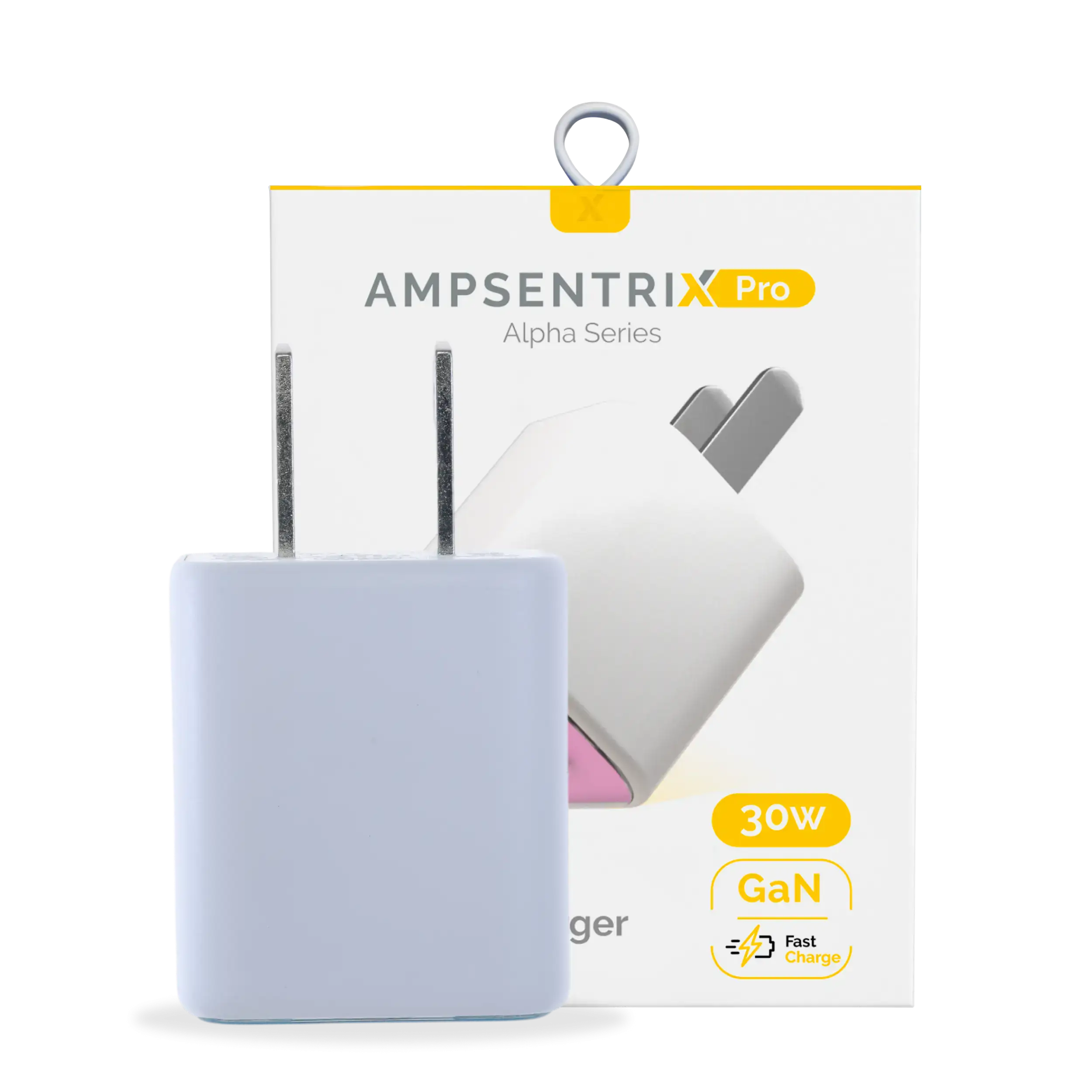 AmpSentrix Pro 30W 2-in-1 USB-C / USB-A GaN Wall Adapter (Pink)