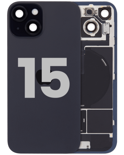 Back Glass w/ MagSafe Magnet & NFC & Flashlight Flex For iPhone 15 (Used OEM Pull: Grade A) (Black)