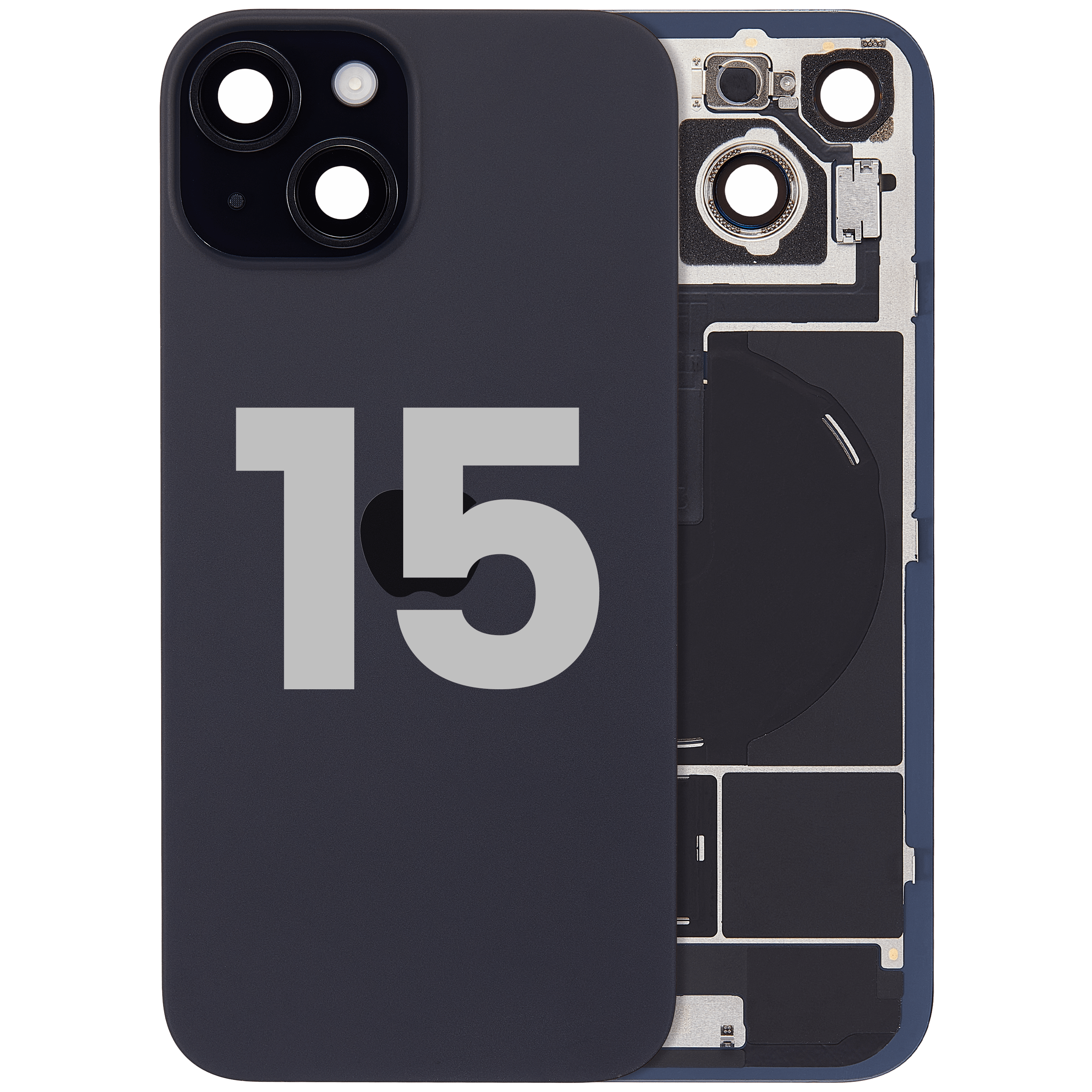 Back Glass w/ MagSafe Magnet & NFC & Flashlight Flex For iPhone 15 (Used OEM Pull: Grade A) (Black)