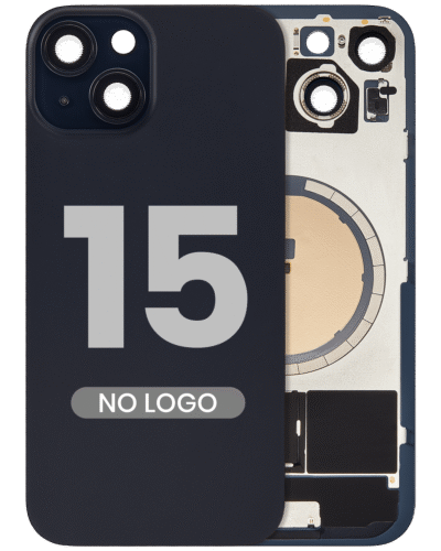 Back Glass w/ MagSafe Magnet For iPhone 15 (No Logo) (Aftermarket) (Black)