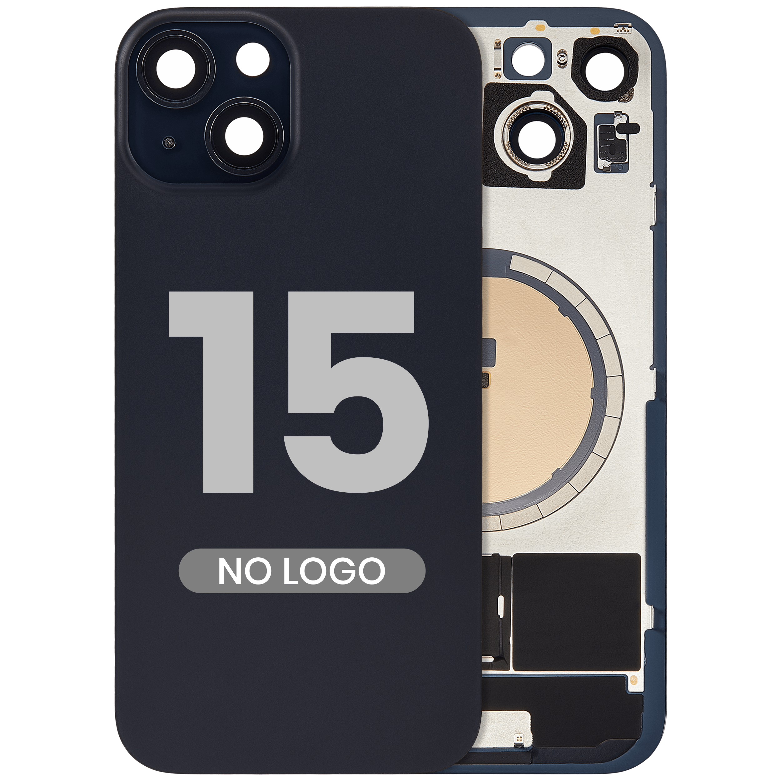 Back Glass w/ MagSafe Magnet For iPhone 15 (No Logo) (Aftermarket) (Black)