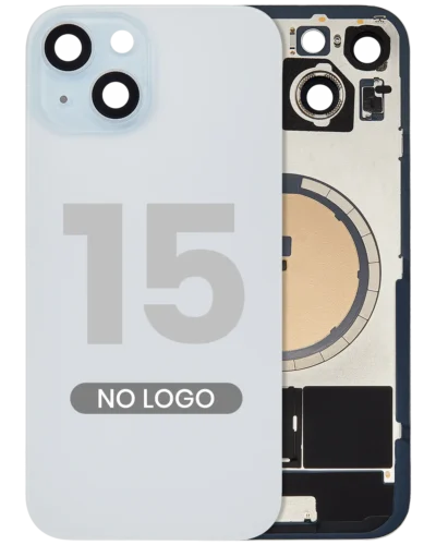Back Glass w/ MagSafe Magnet For iPhone 15 (No Logo) (Aftermarket) (Blue)