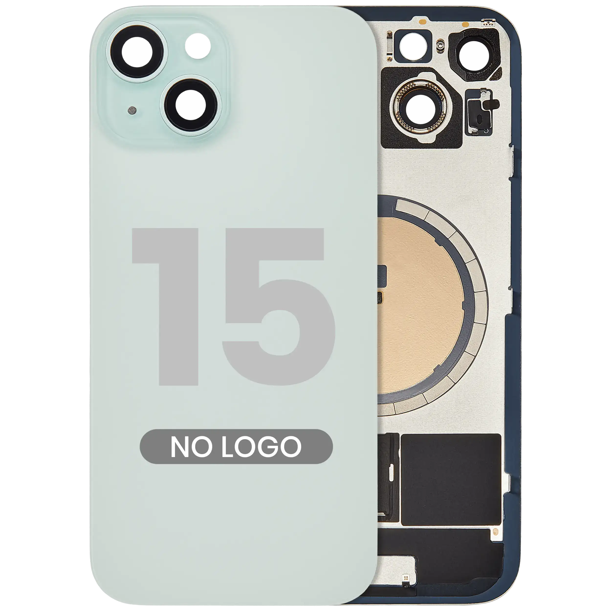 Back Glass w/ MagSafe Magnet For iPhone 15 (No Logo) (Aftermarket) (Green)