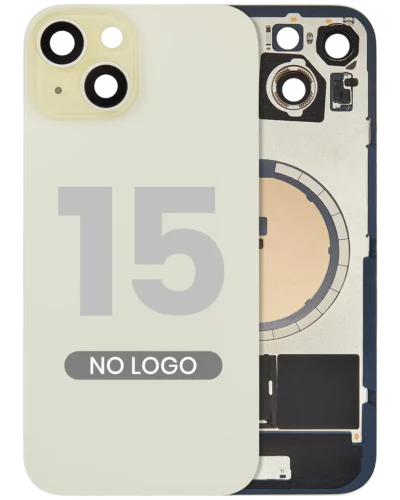 Back Glass w/ MagSafe Magnet For iPhone 15 (No Logo) (Aftermarket) (Yellow)