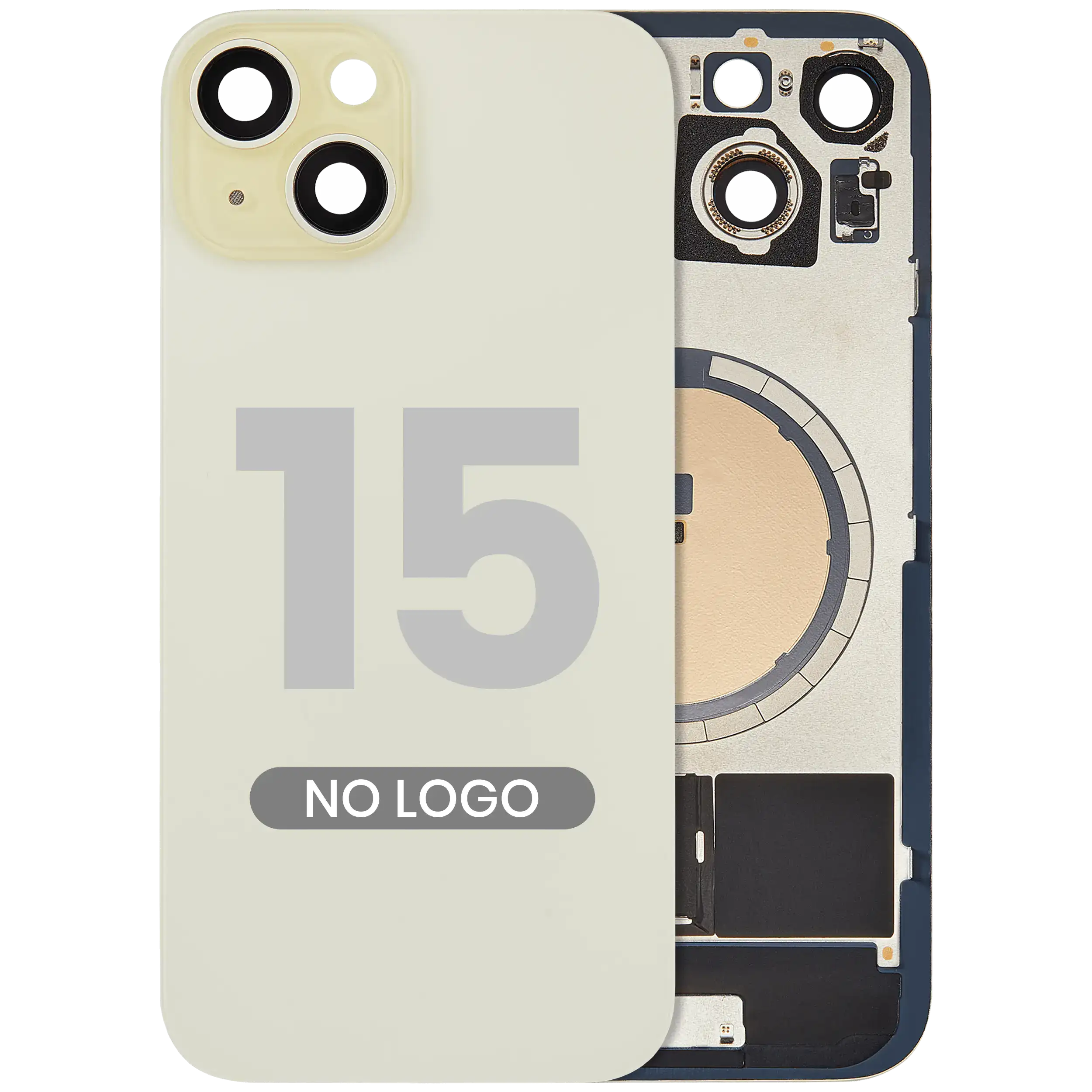 Back Glass w/ MagSafe Magnet For iPhone 15 (No Logo) (Aftermarket) (Yellow)