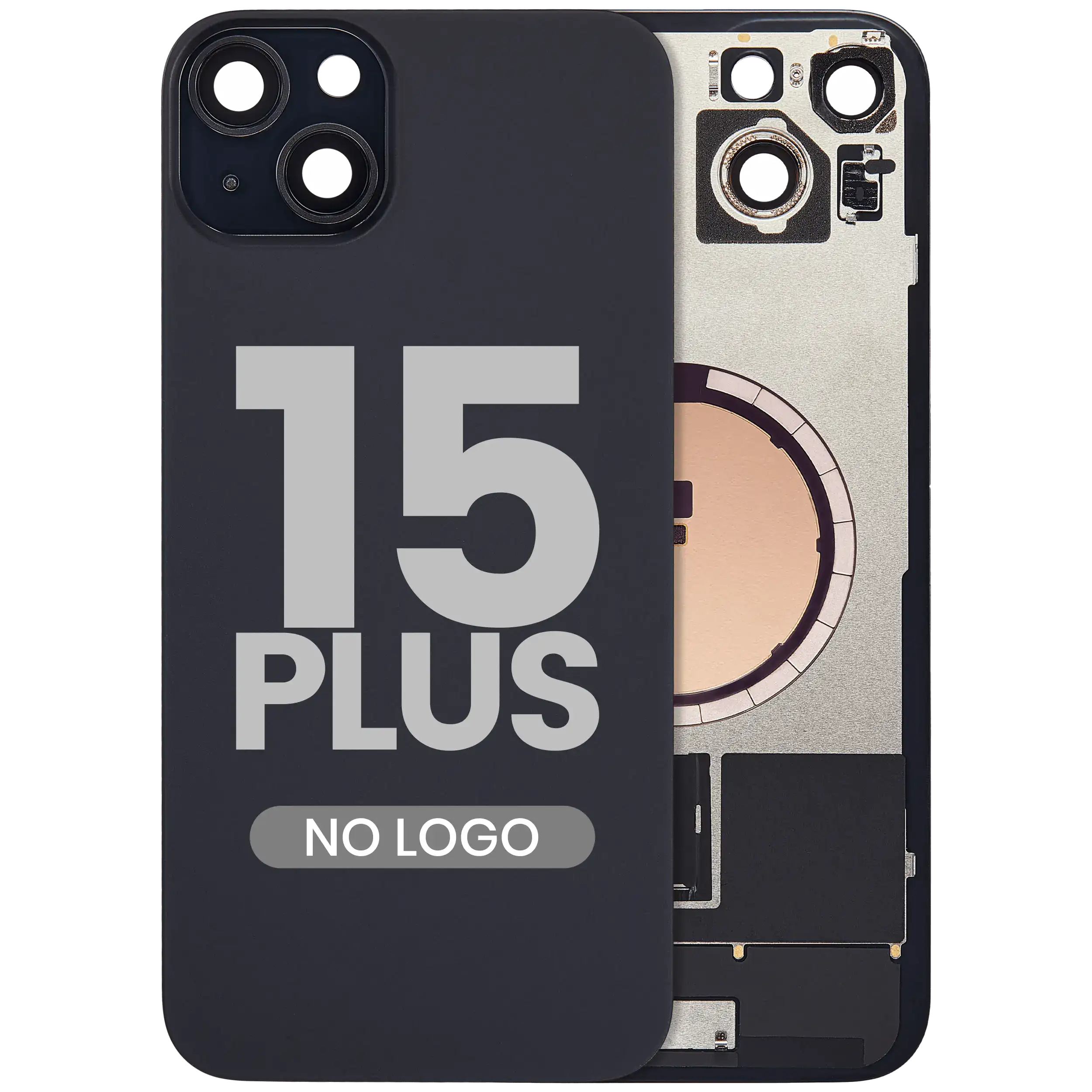 Back Glass w/ MagSafe Magnet For iPhone 15 Plus (No Logo) (Aftermarket) (Black)